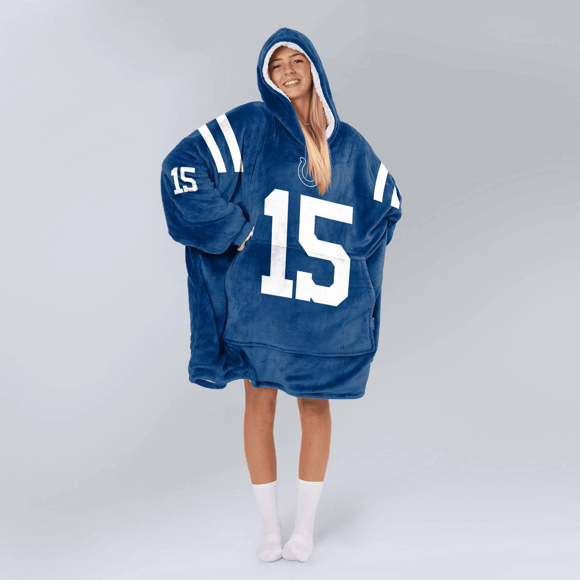 Adult 15 Indianapolis Football Unisex Blanket Hoodie