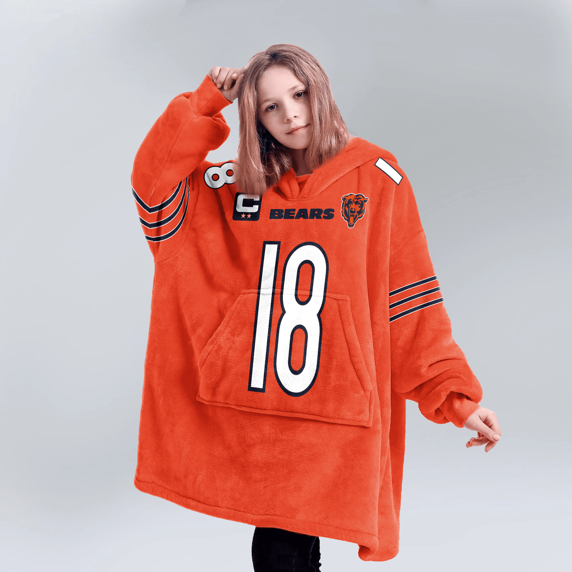 Kid C.W 18 Captain Chicago Football Unisex Blanket Hoodie
