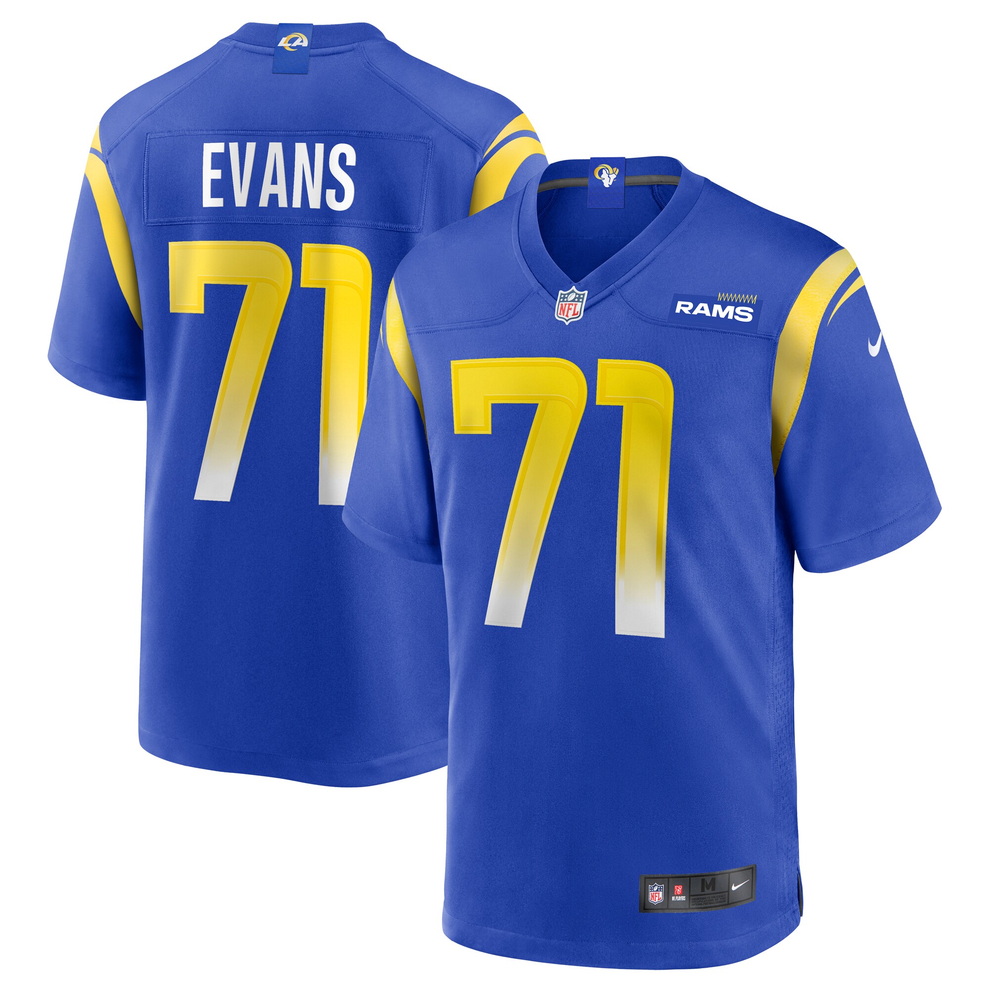 Bobby Evans Los Angeles Rams  Game Jersey - Royal
