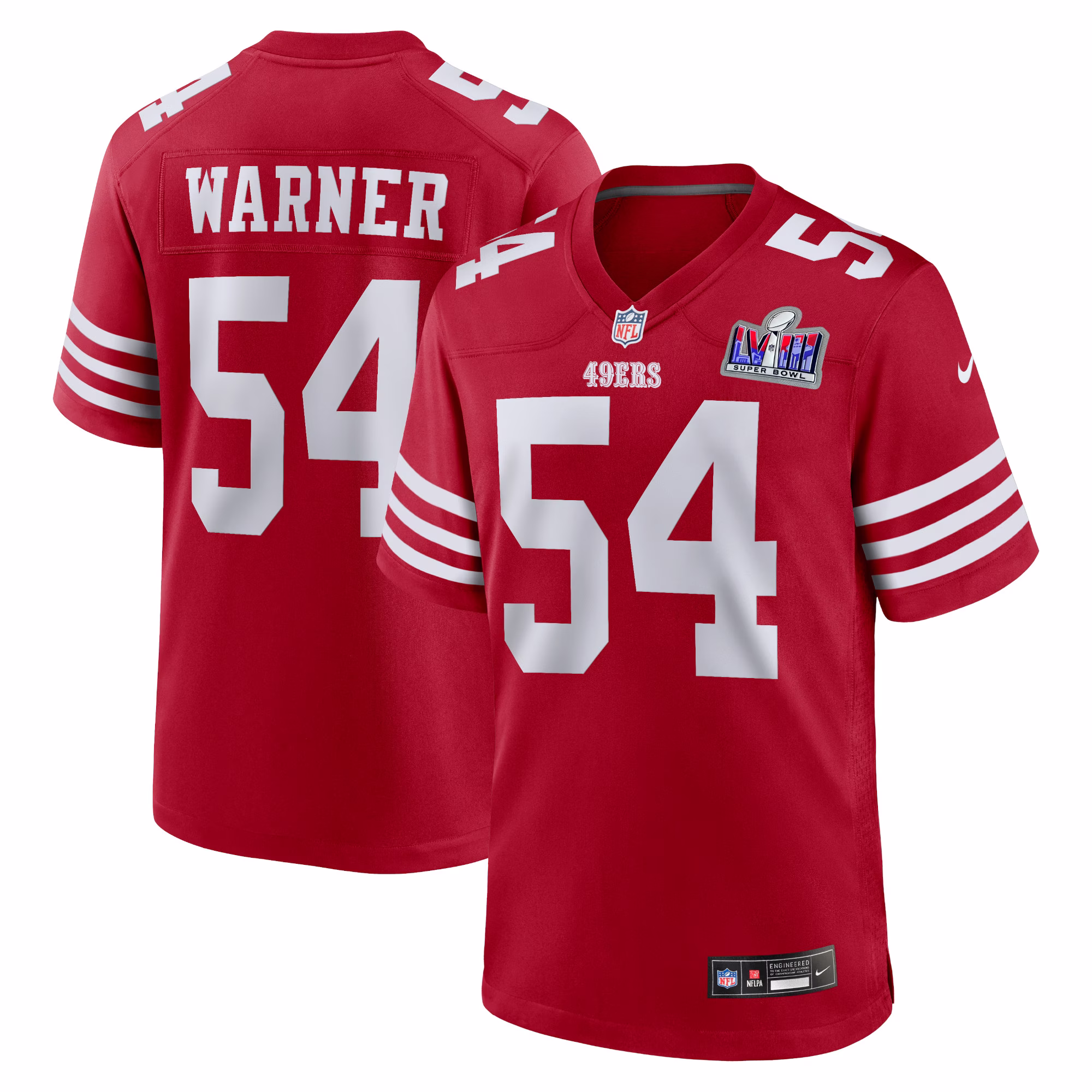 Fred Warner San Francisco 49ers  2023 Super Bowl LVIII Game Jersey - Scarlet