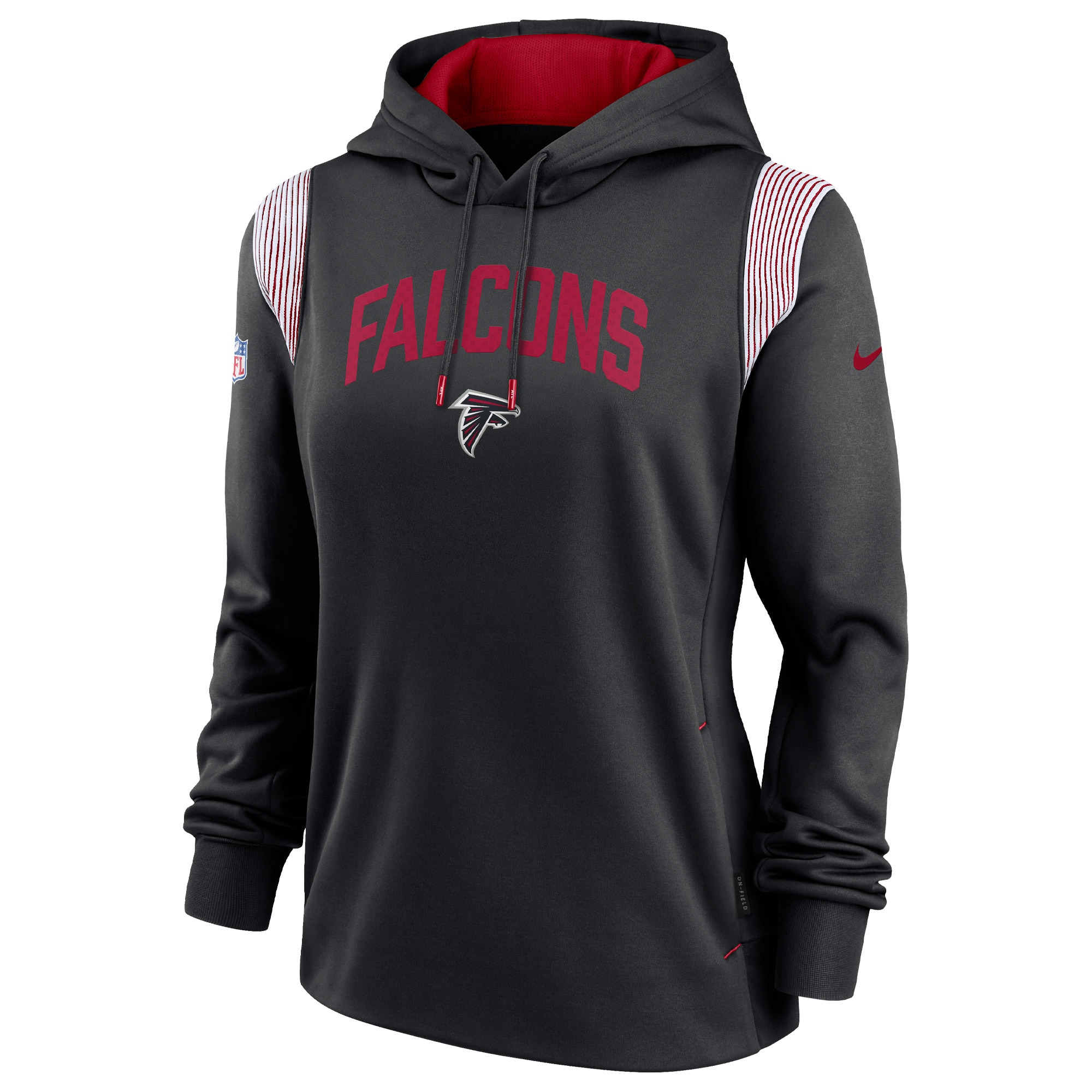 Atlanta Falcons Women's Sideline Stack Performance Pullover Hoodie - Black