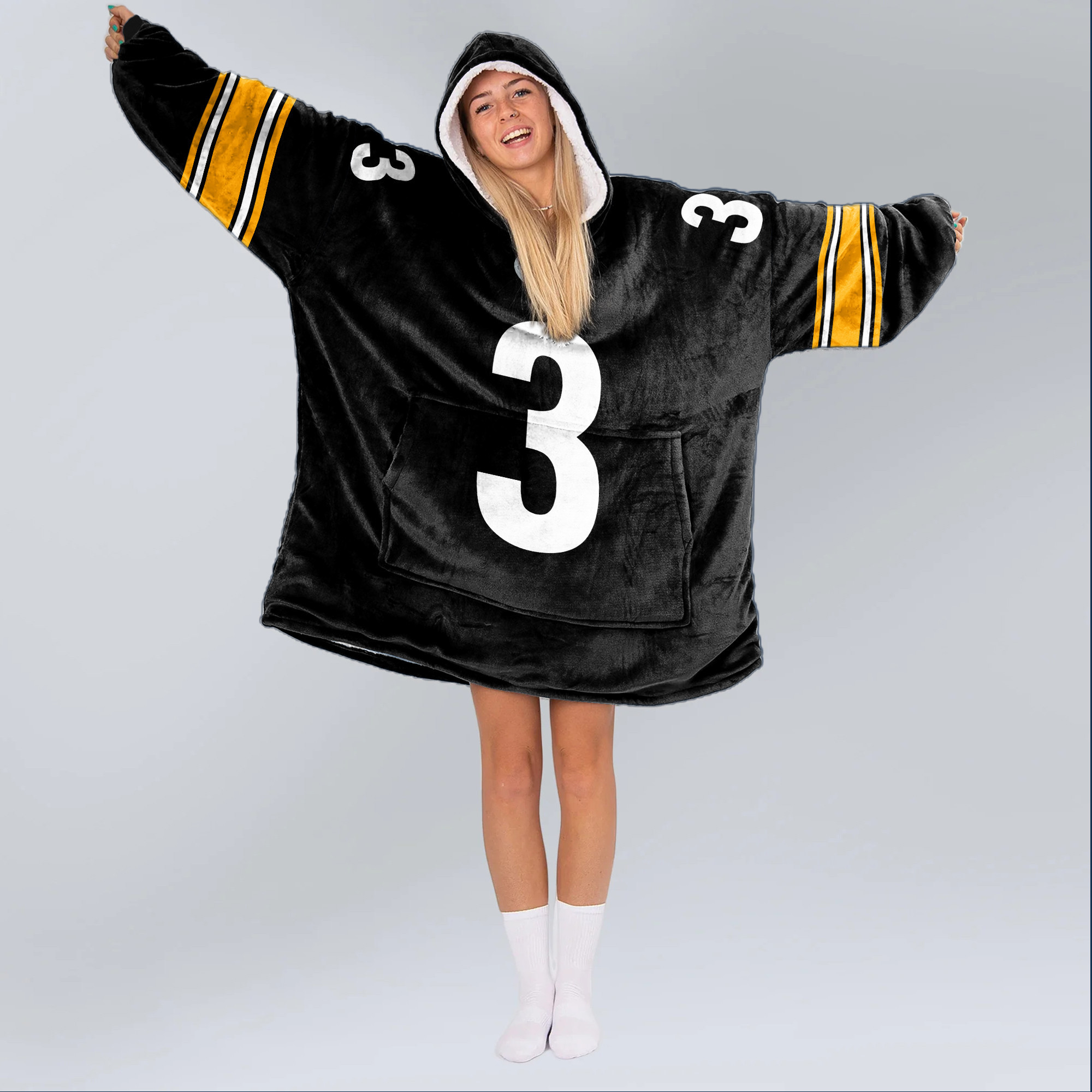 Adult R.W 3 Pittsburgh Football Unisex Blanket Hoodie