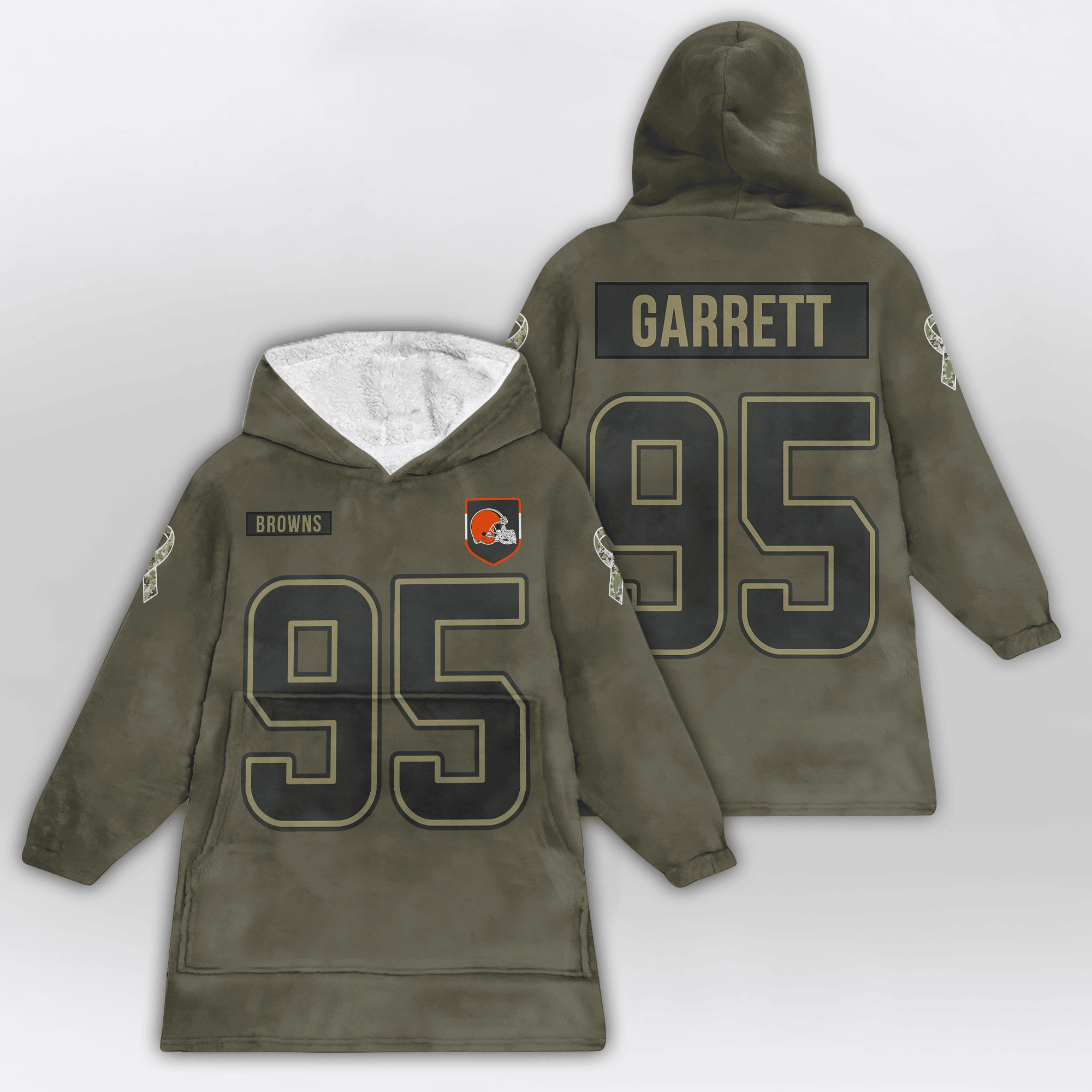 Adult M.G 95 Cleveland Football Blanket Hoodie – Olive Salute to Service