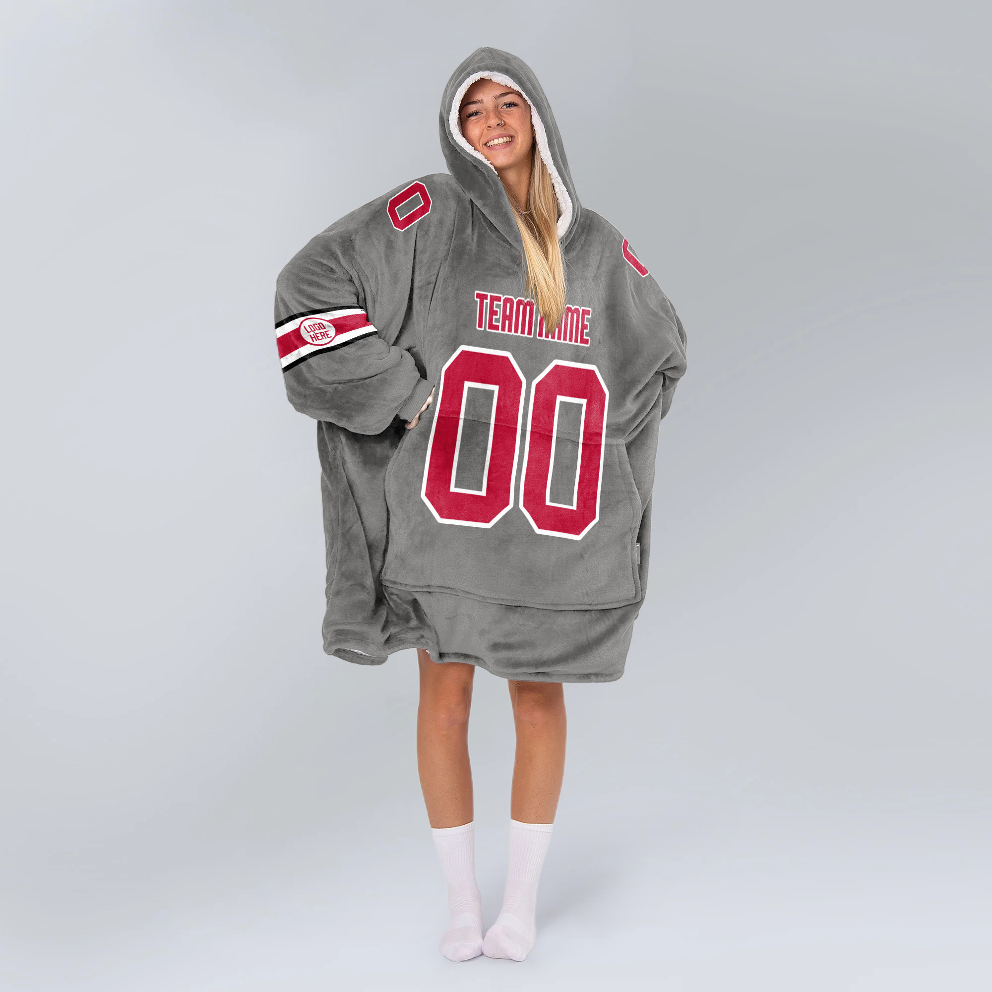 Adult Custom Blanket Hoodie Ohio State Inspired Color