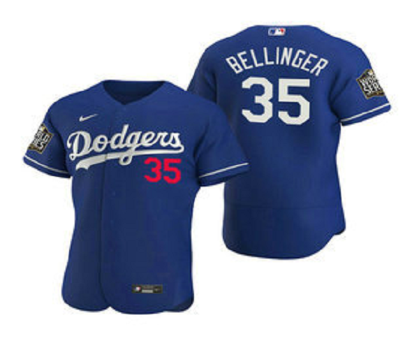 Men's Los Angeles Dodgers #35 Cody Bellinger Royal 2020 World Series Flex Base  Jersey