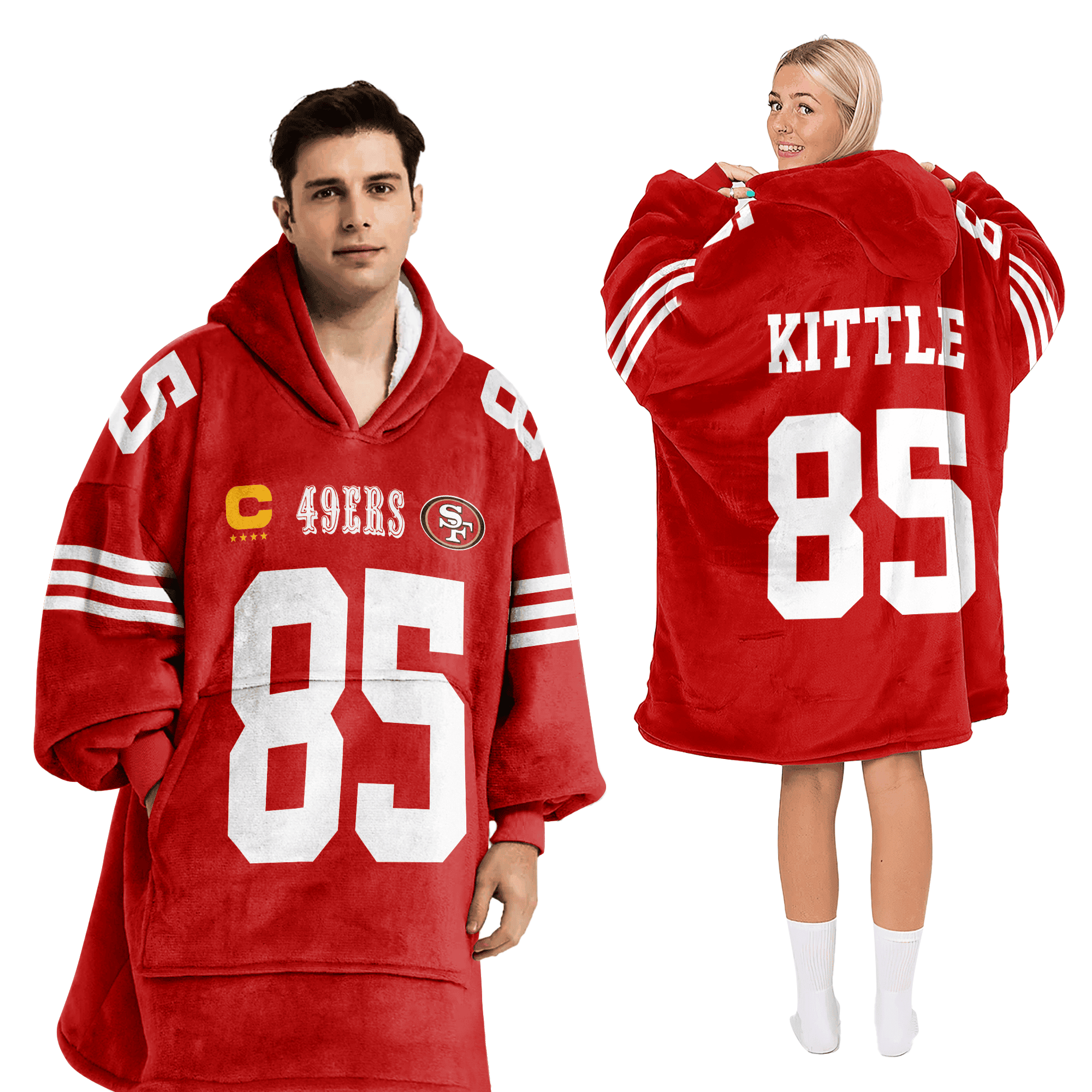 Adult Captain G.K. 85 San Francisco 49ers Football Unisex Blanket Hoodie