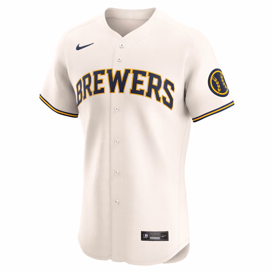 Men's Milwaukee Brewers Cream Home Elite Jersey