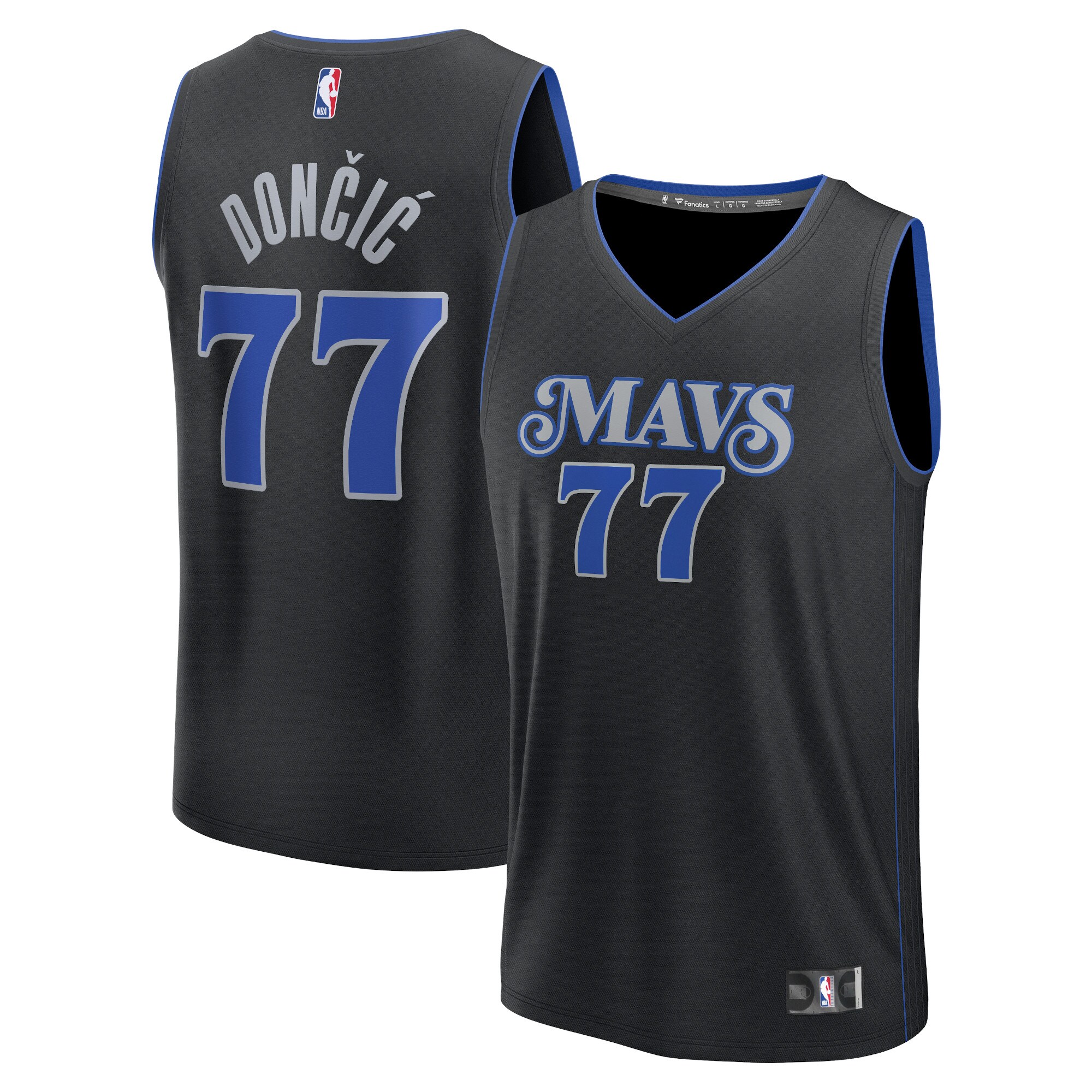 Youth Dallas Mavericks Luka Dončić  Black 2023/24 Fast Break Jersey - City Edition