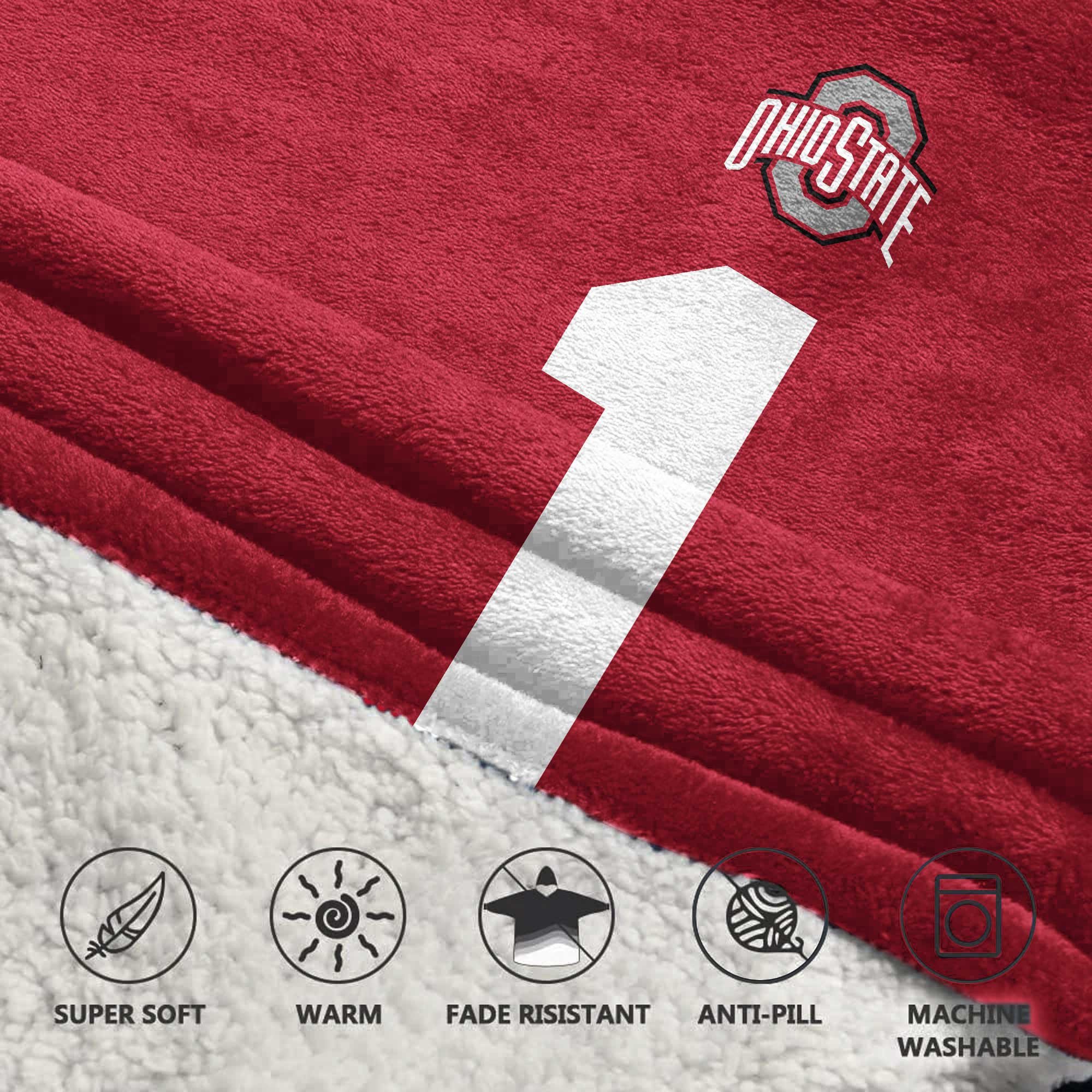 Adult 1 Ohio State Football Unisex Blanket Hoodie