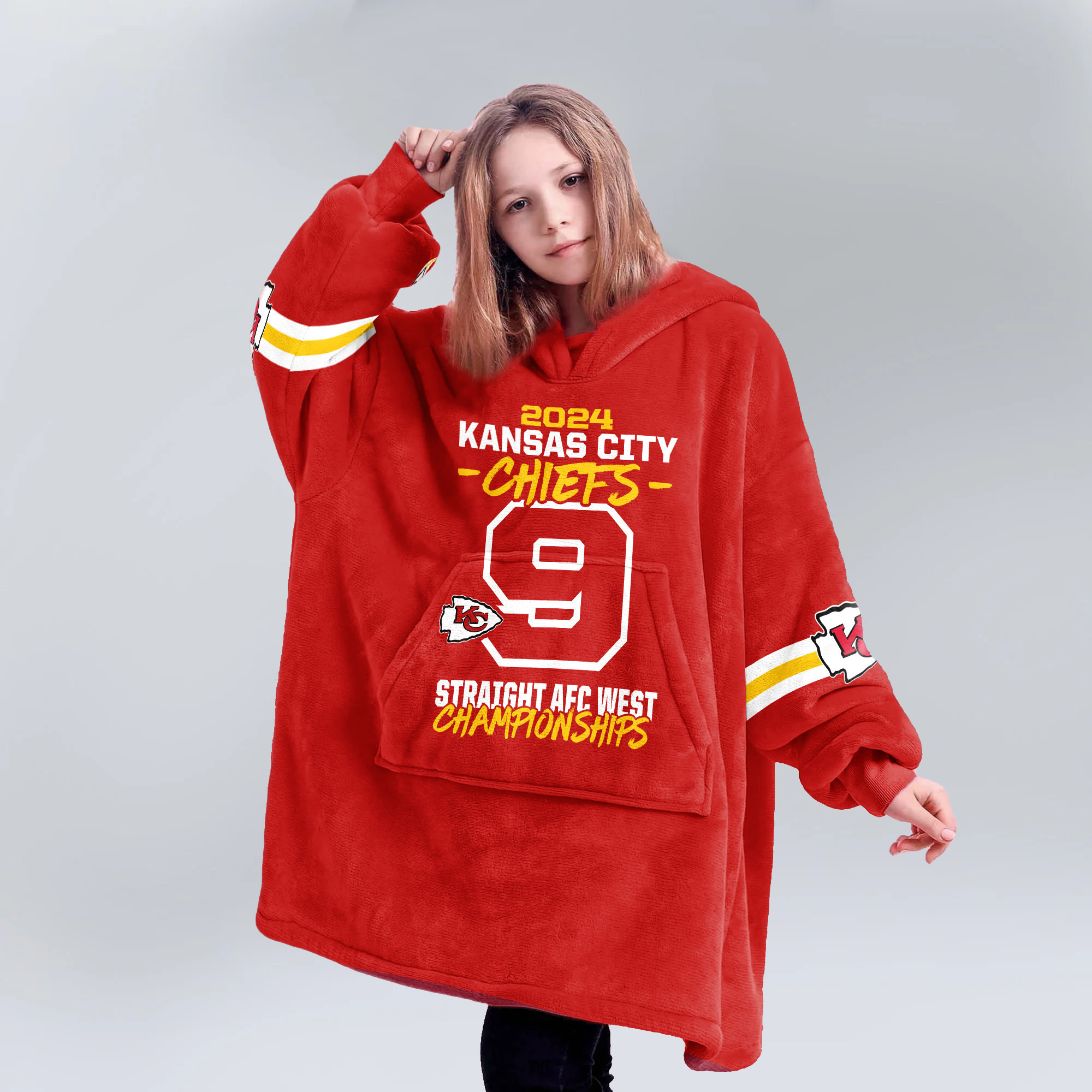 Adult 2024 Kansas City Football Unisex Blanket Hoodie