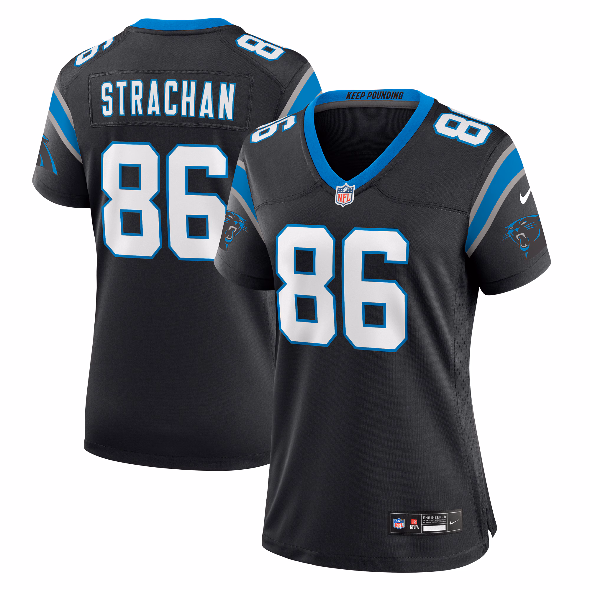 Mike Strachan Carolina Panthers Women's  Game Jersey -  Black