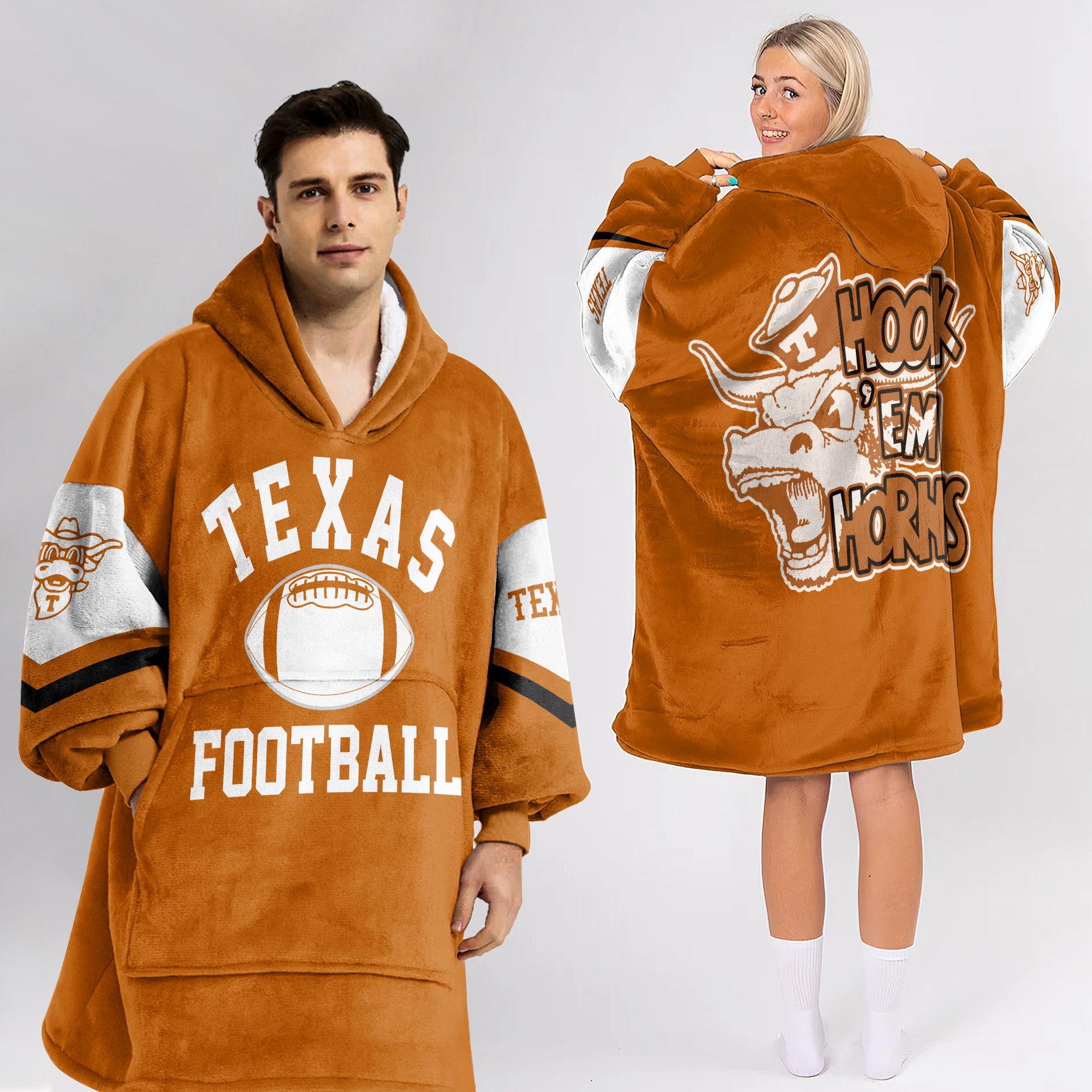 Adult Texas Longhorns Football Unisex Blanket Hoodie