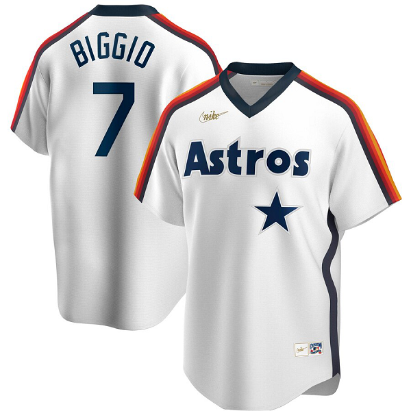 Men's  Houston Astros #7 Craig Biggio Home Cooperstown Collection Logo Player White MLB Jersey