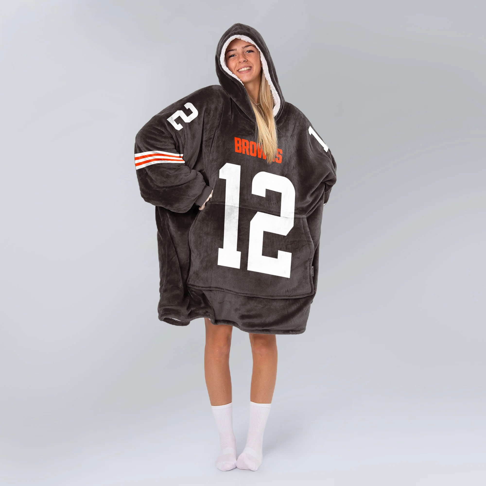 Adult S.S 12 Cleveland Football Unisex Blanket Hoodie