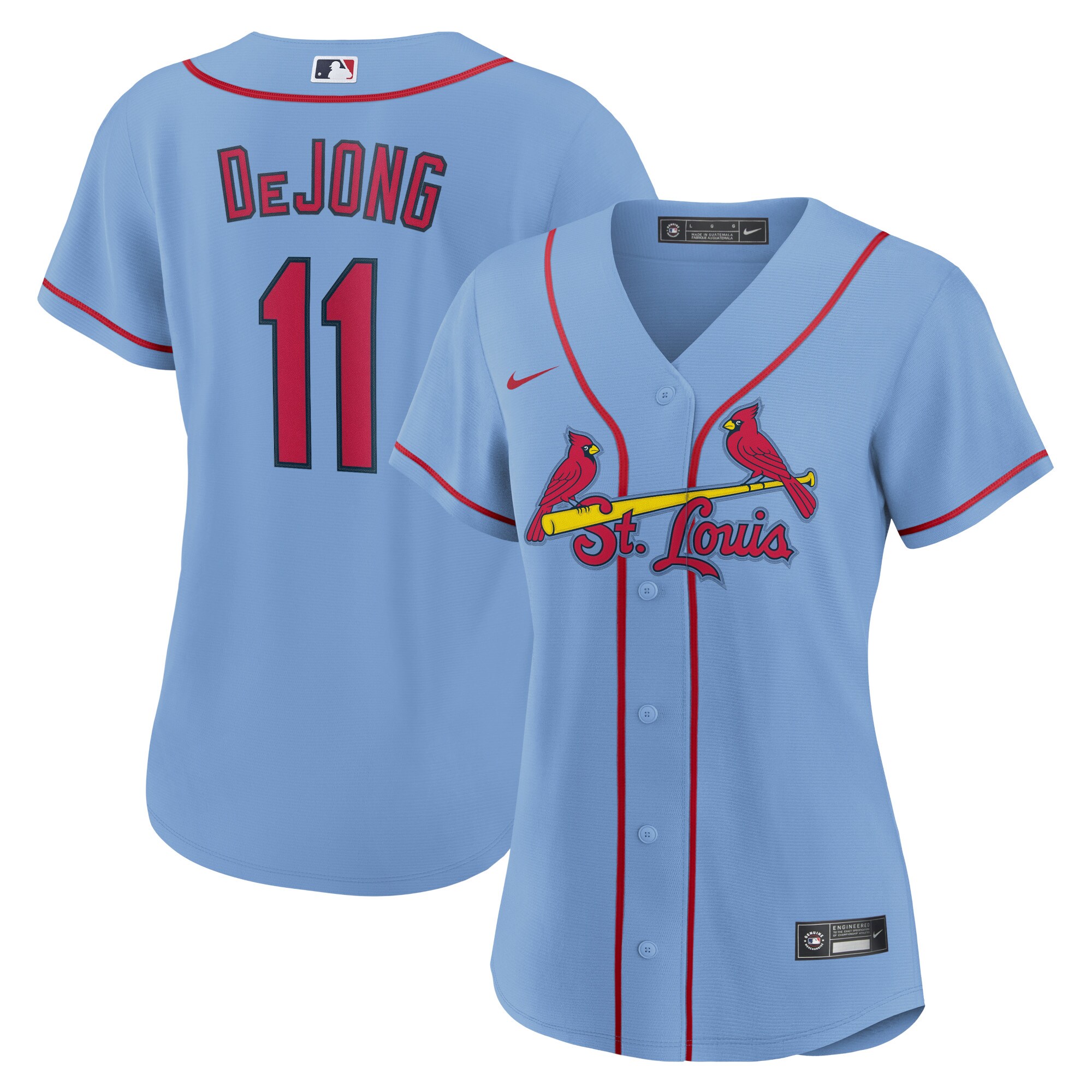 Paul DeJong St.Louis Cardinals  Women's Alternate Replica Player Jersey - Light Blue