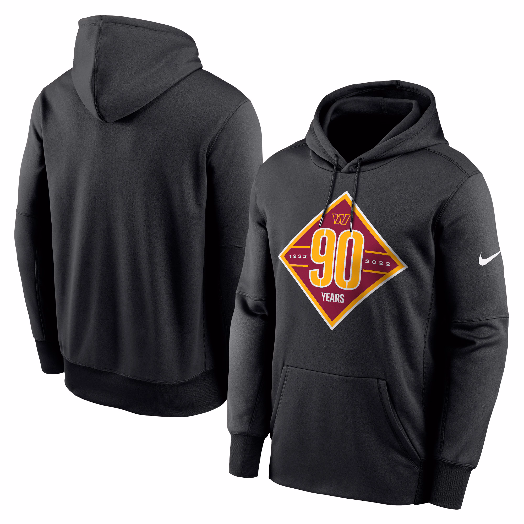 Washington Commanders 90th Anniversary Therma Performance Pullover Hoodie - Black