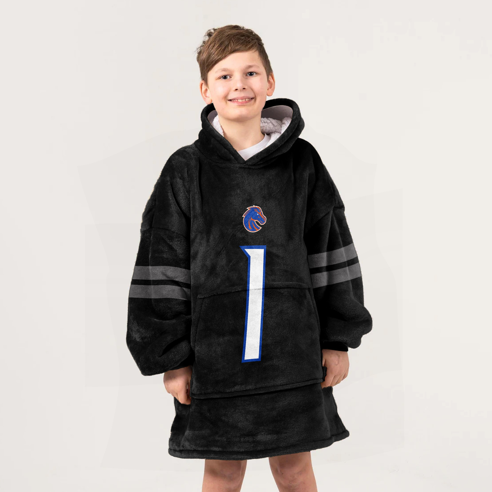 Adult #1 Boise State Football Unisex Blanket Hoodie