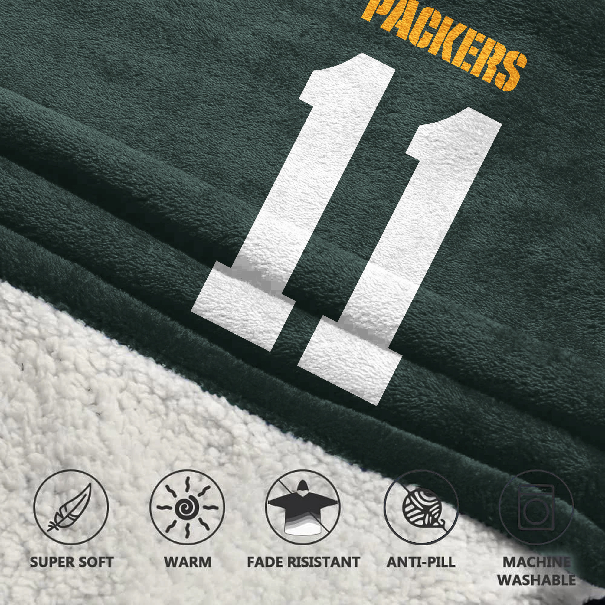 Adult J.D 11 Green Bay Football Unisex Blanket Hoodie