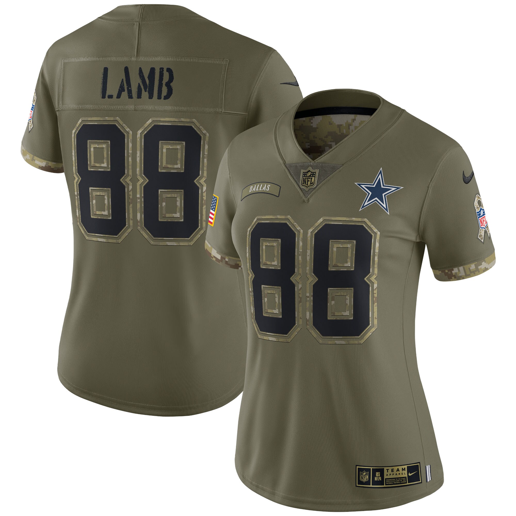 CeeDee Lamb Dallas Cowboys  Women's 2022 Salute To Service Limited Jersey - Olive
