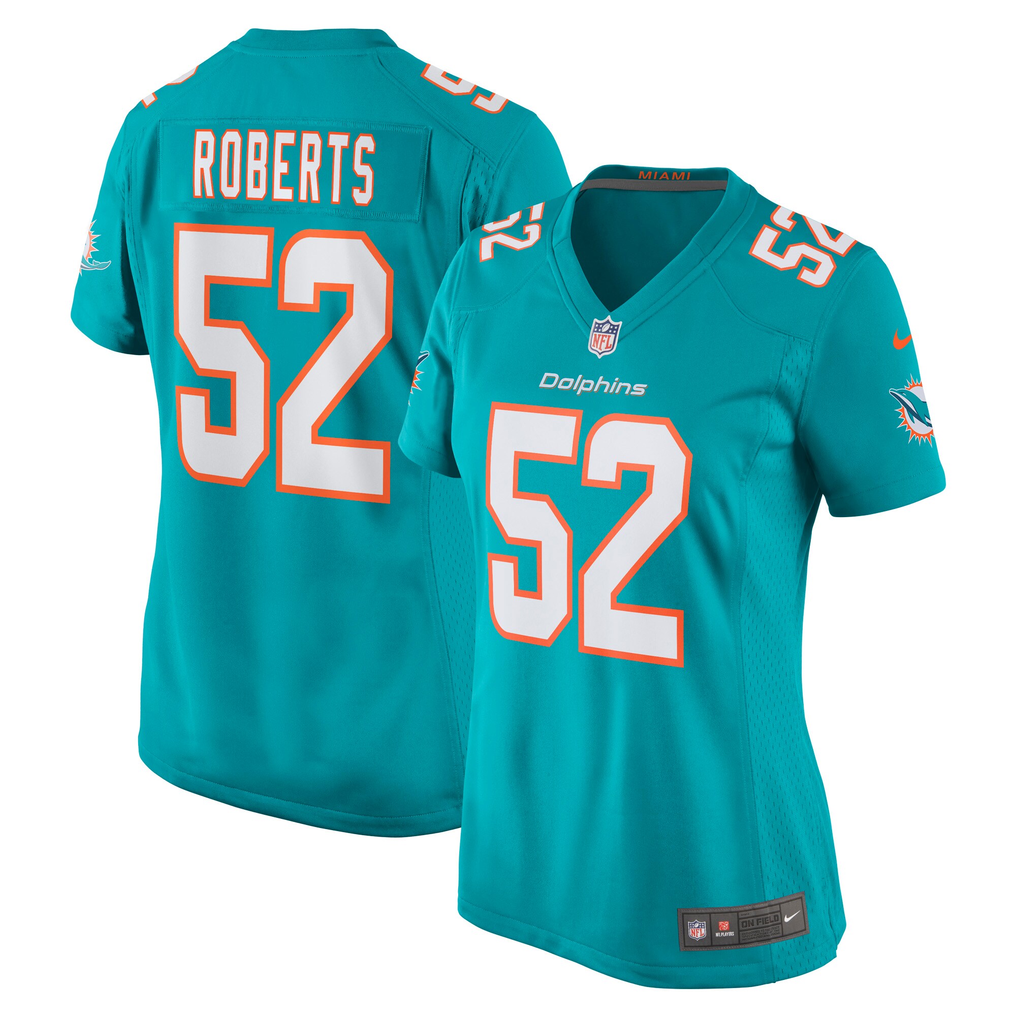 Elandon Roberts Miami Dolphins  Women's Game Player Jersey - Aqua