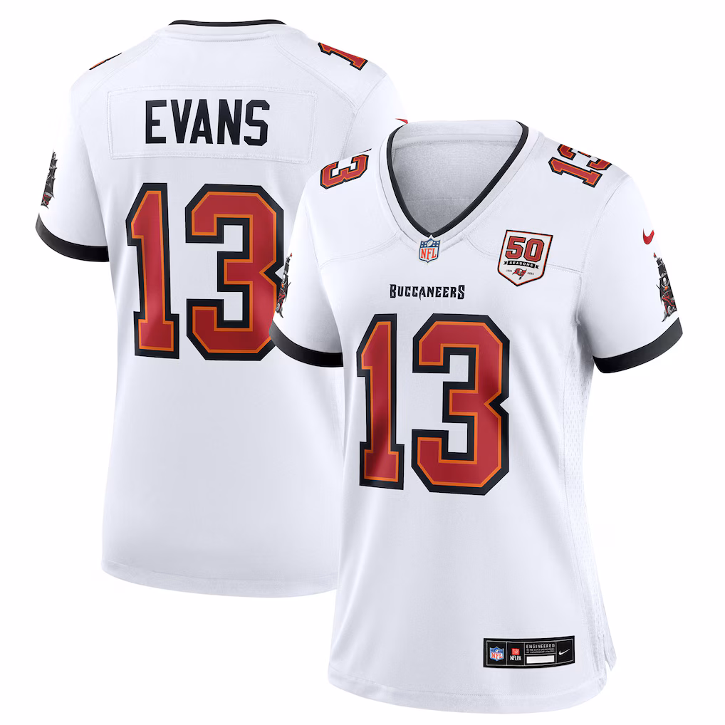 Mike Evans #13 Tampa Bay Buccaneers Women's 50th Season White Game Jersey - White