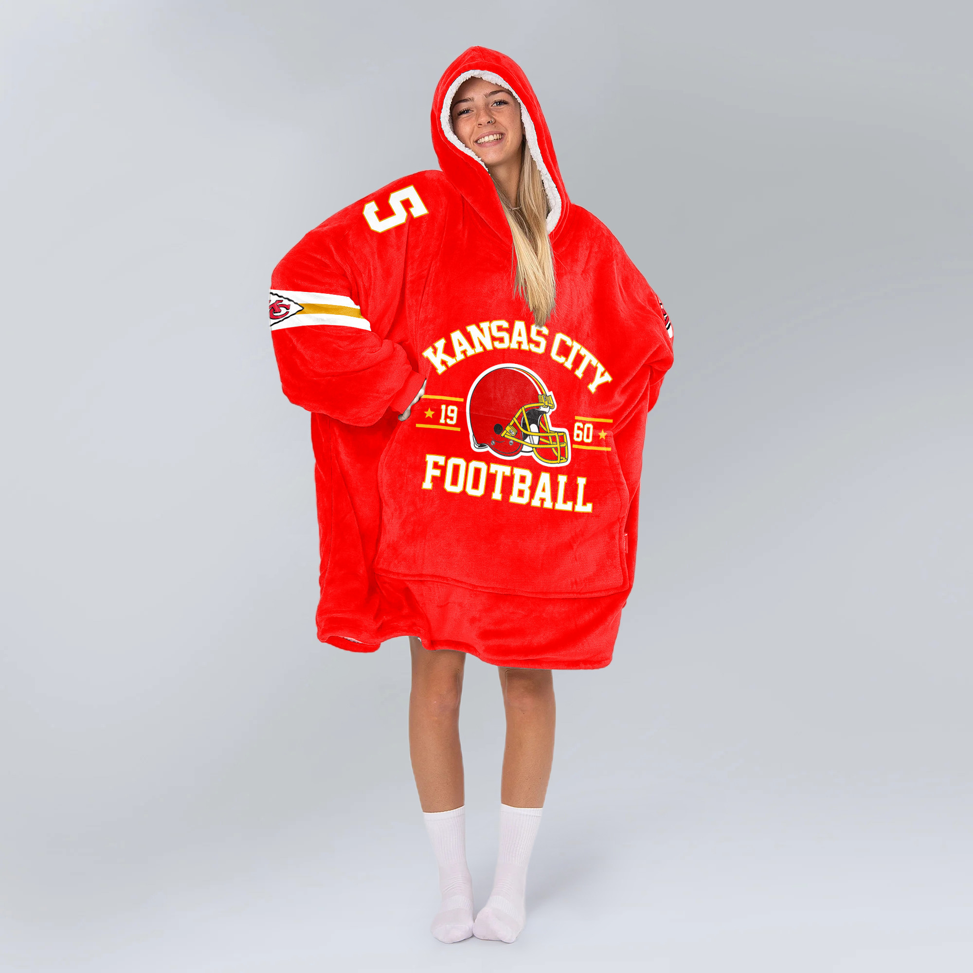 Adult P.M 15 Kansas City Football Unisex Blanket Hoodie