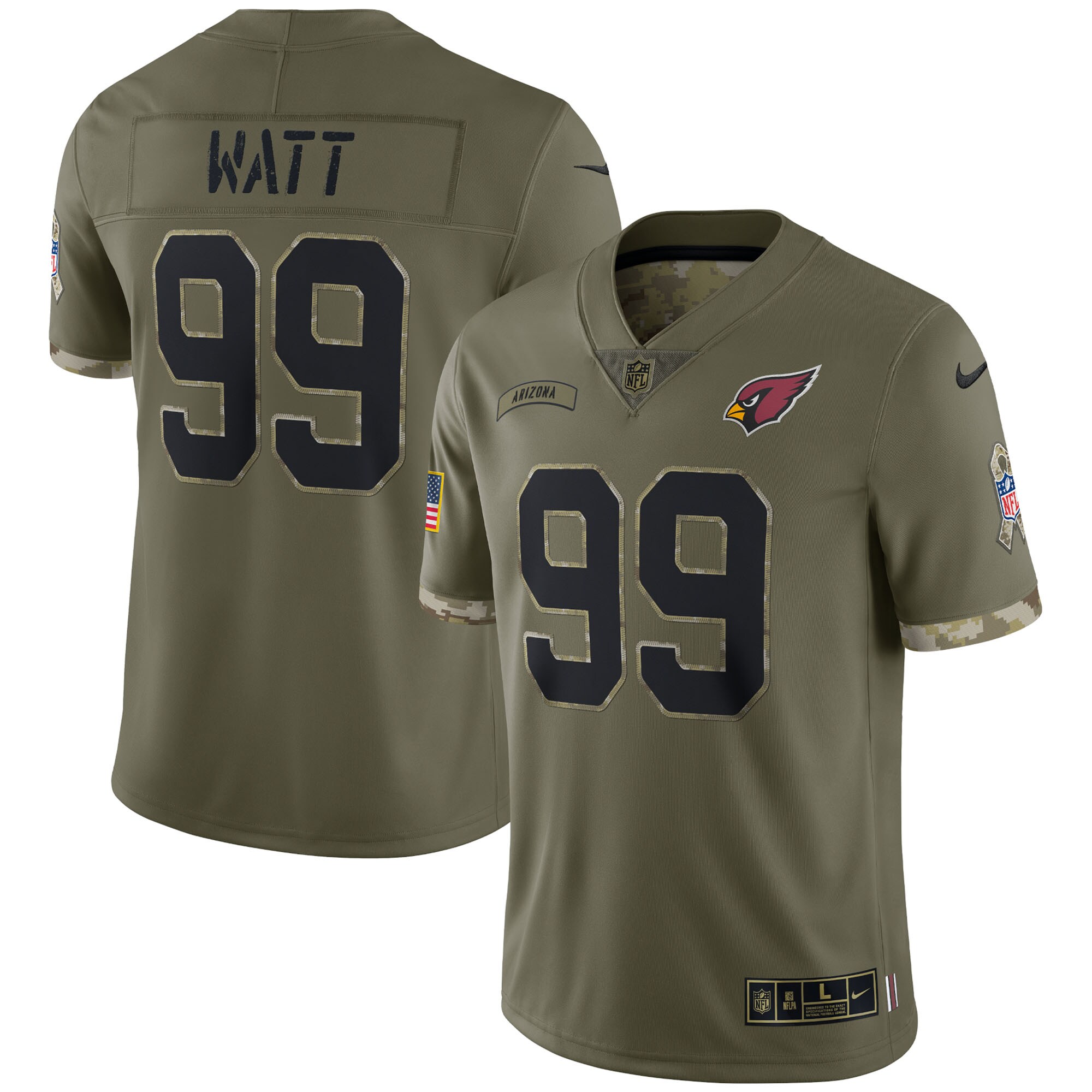 J.J. Watt Arizona Cardinals  2022 Salute To Service Limited Jersey - Olive