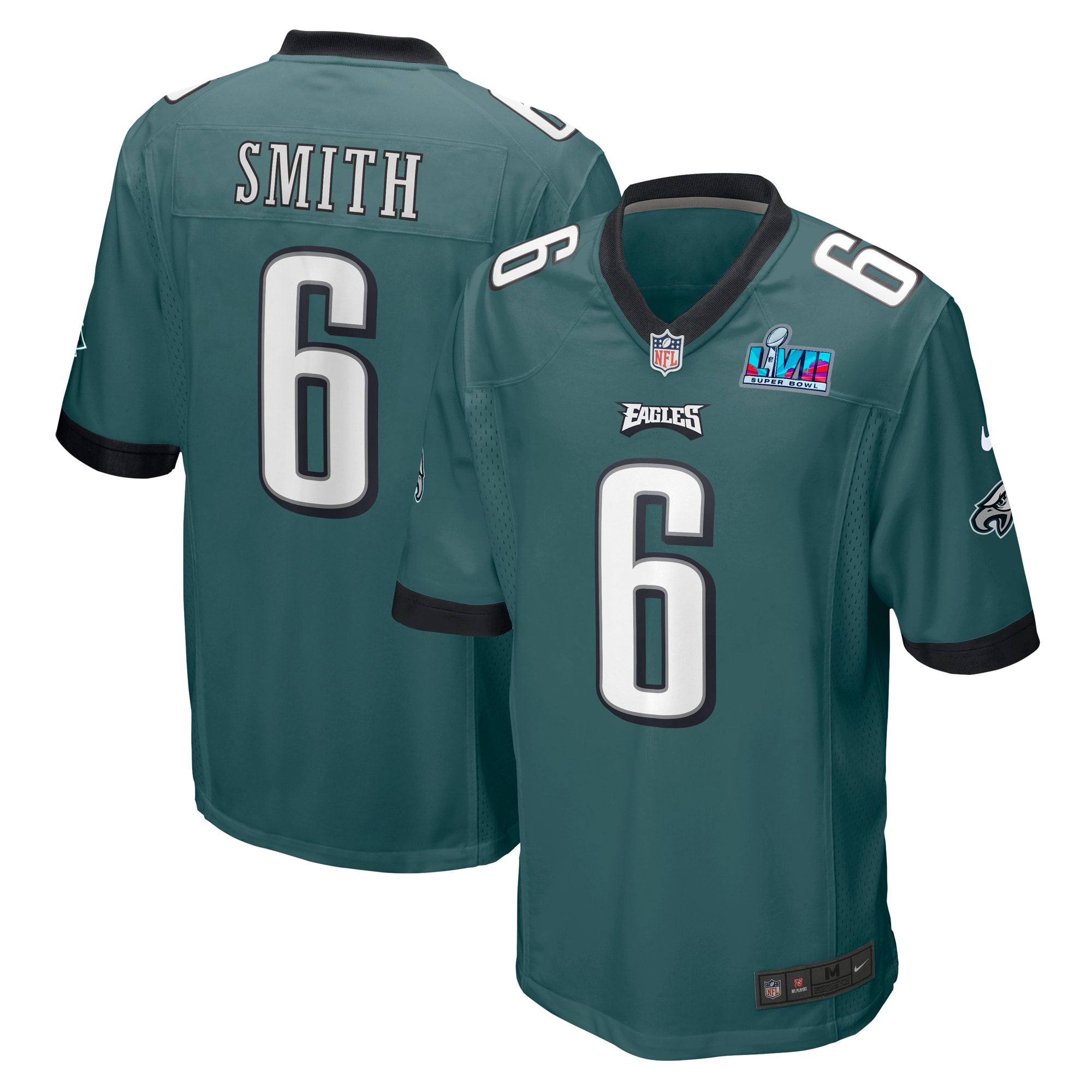 DeVonta Smith Philadelphia Eagles  Super Bowl LVII Patch Game Jersey - Midnight Green