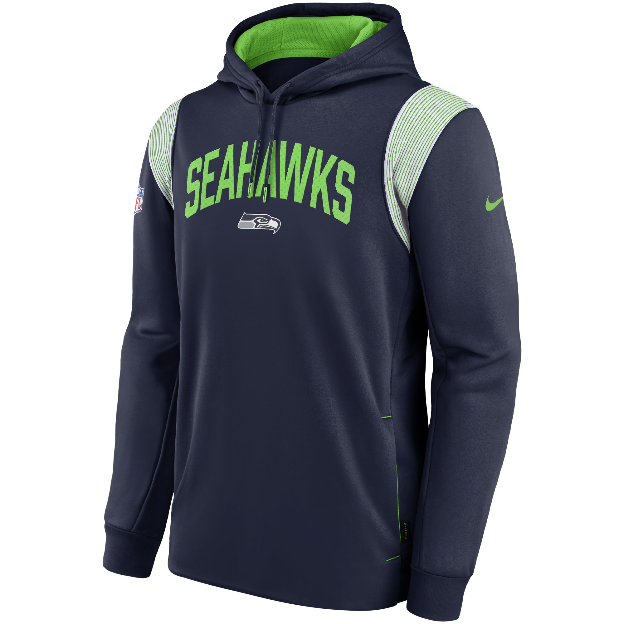 Seattle Seahawks Sideline Athletic Stack Performance Pullover Hoodie - College Navy