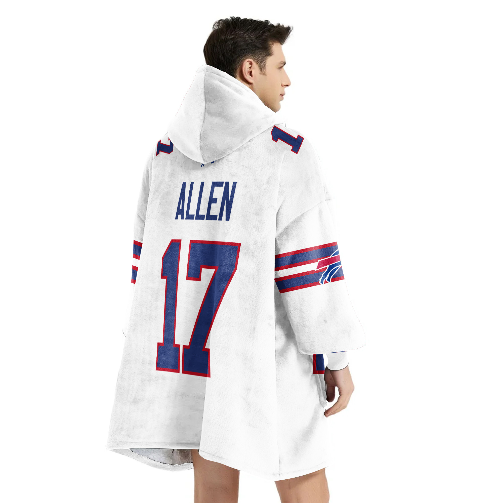Adult 17 Buffalo Football Unisex Blanket Hoodie