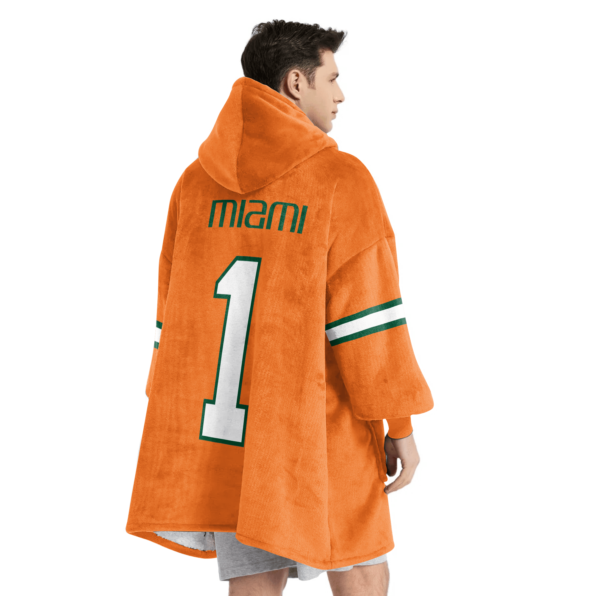 Adult #1 Miami Football Unisex Blanket Hoodie
