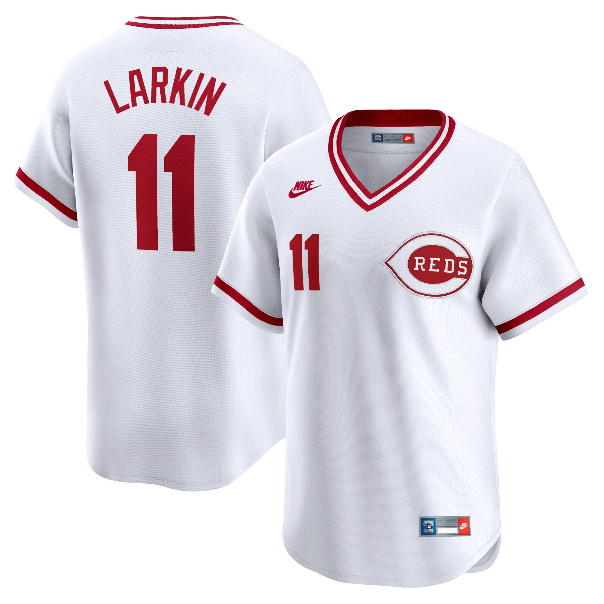 Men's Cincinnati Reds Barry Larkin  White Throwback Cooperstown Limited Jersey