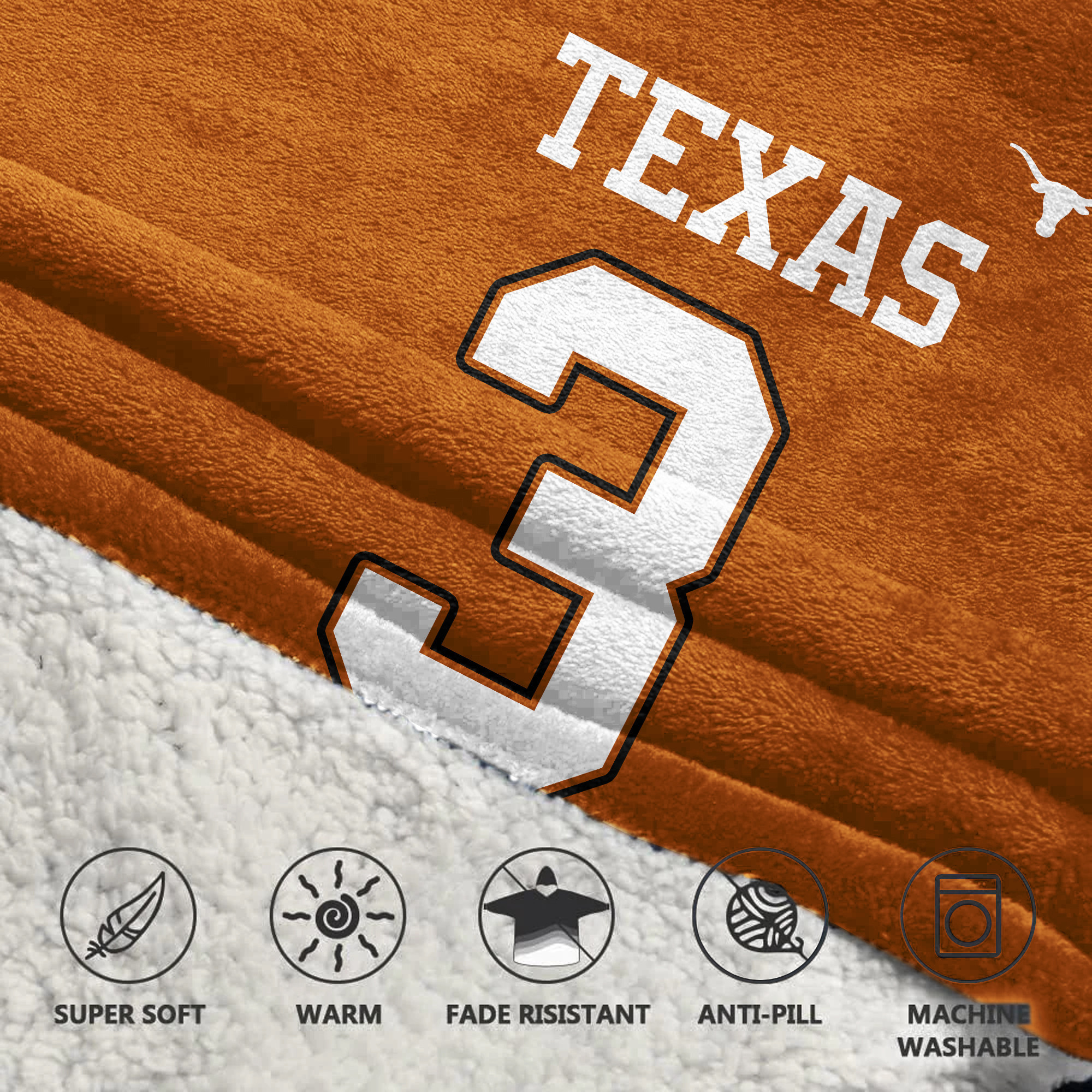 Adult 3 Texas Longhorns Football Unisex Blanket Hoodie