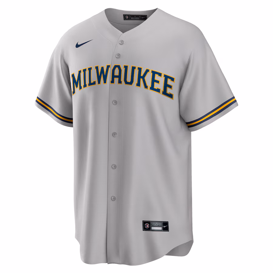Men's Milwaukee Brewers Gray Alternate Vapor Premier Elite Patch Jersey