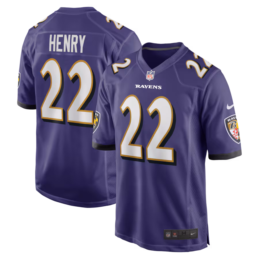 Men's Derrick Henry #22 Purple Baltimore Ravens Game Player Jersey