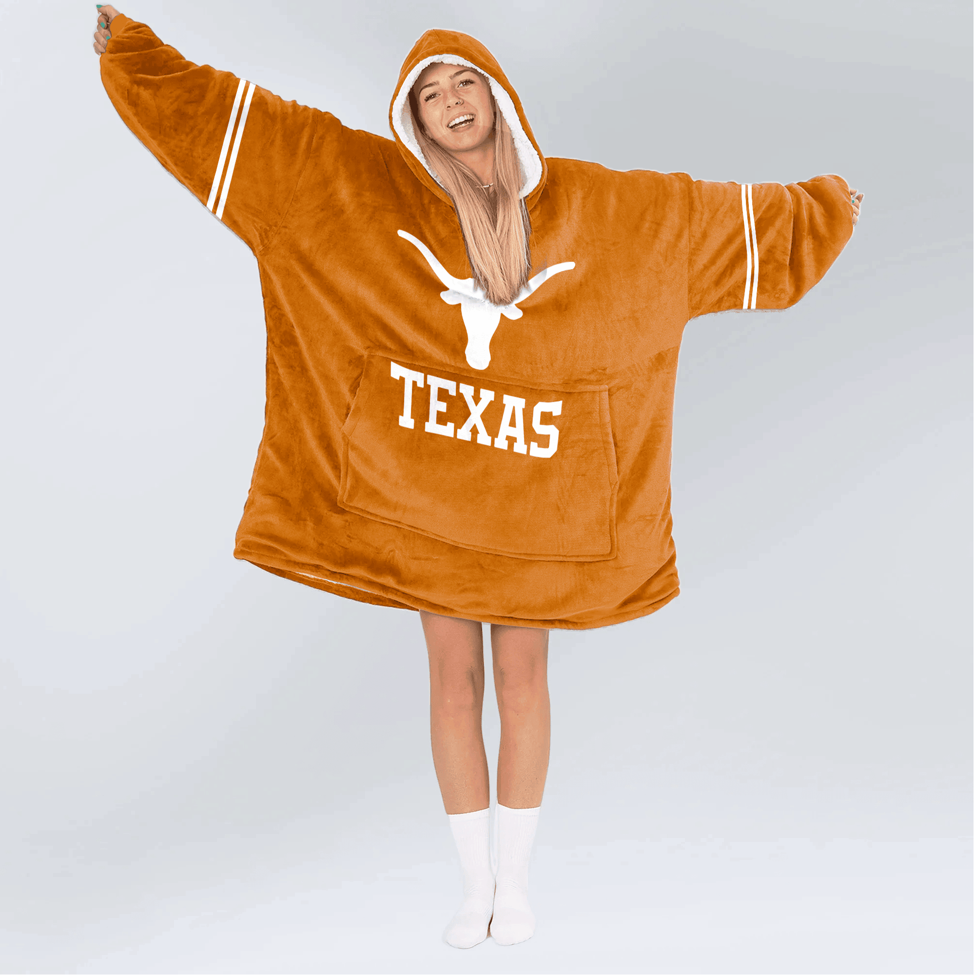 Adult 1 Texas Football Unisex Blanket Hoodie