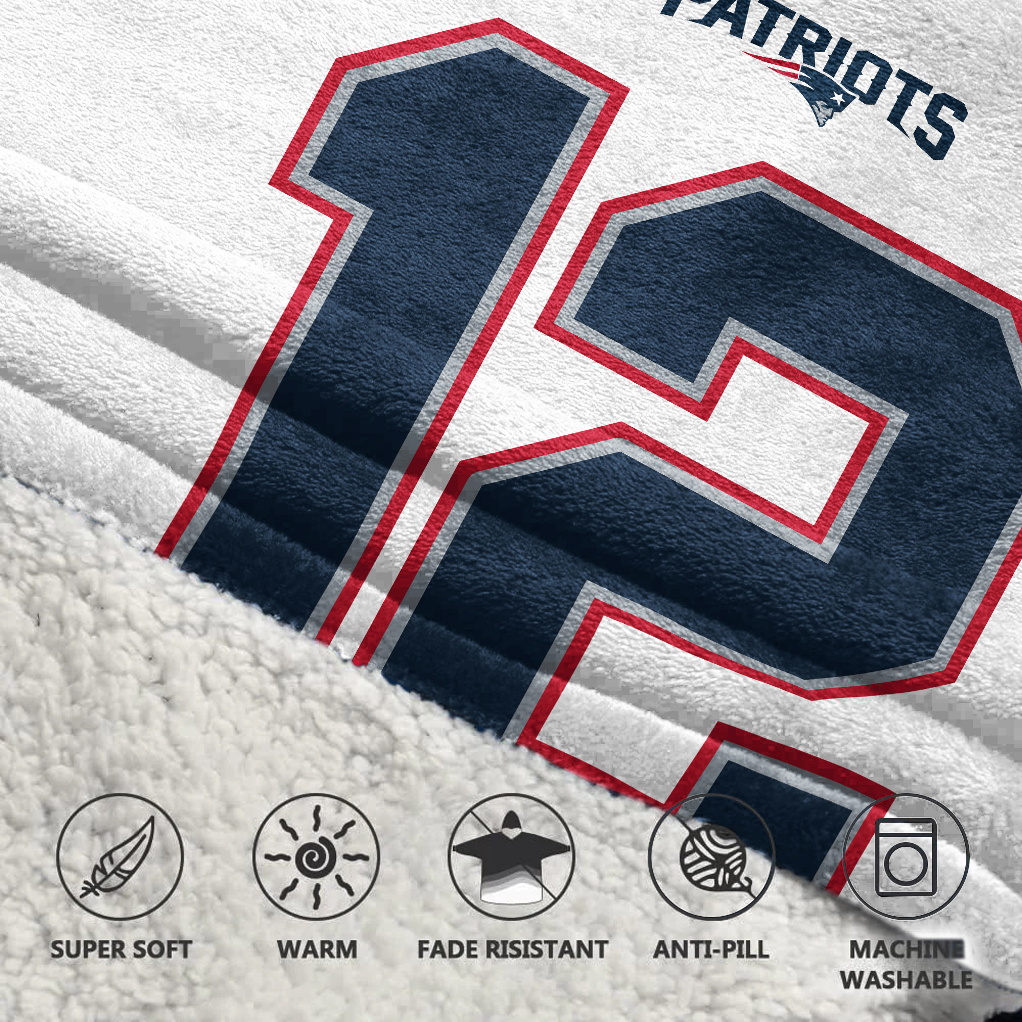 Adult TB 12 New England Football Unisex Blanket Hoodie