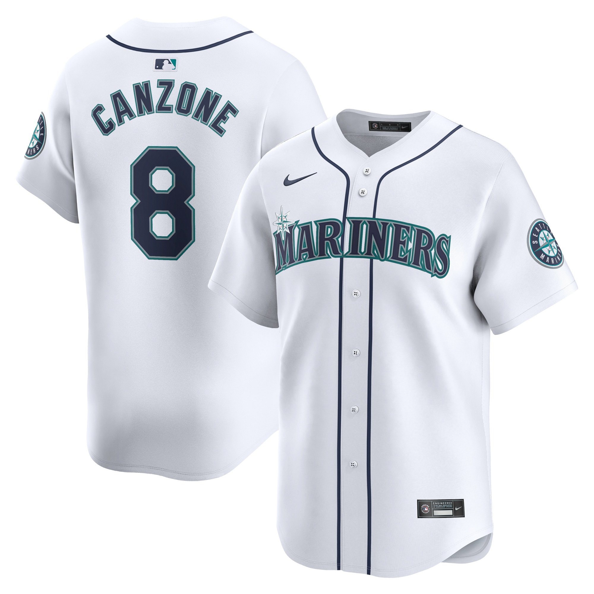 Men's Seattle Mariners Dominic Canzone  White Home Limited Player Jersey
