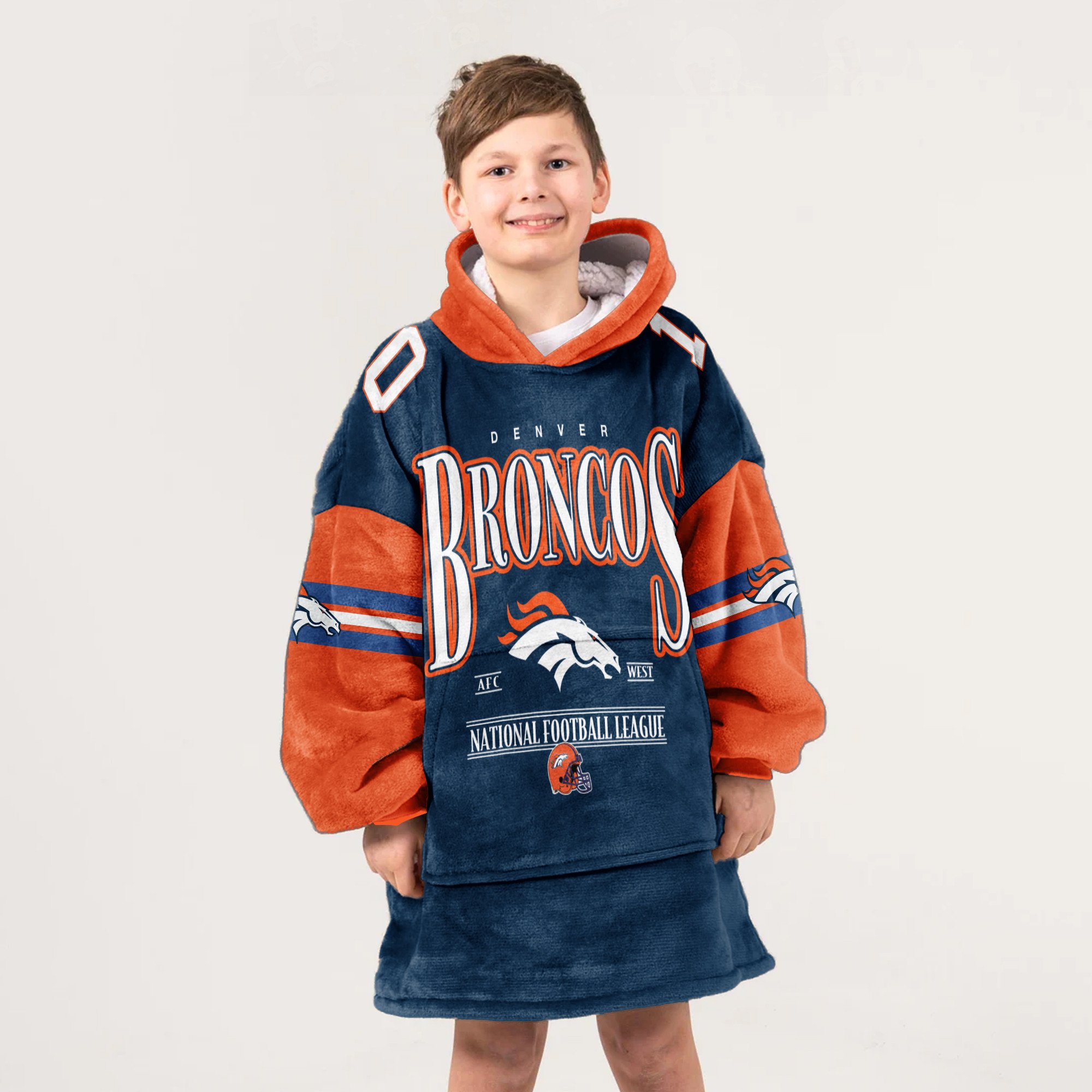 Adult 10 Denver Football Unisex Blanket Hoodie