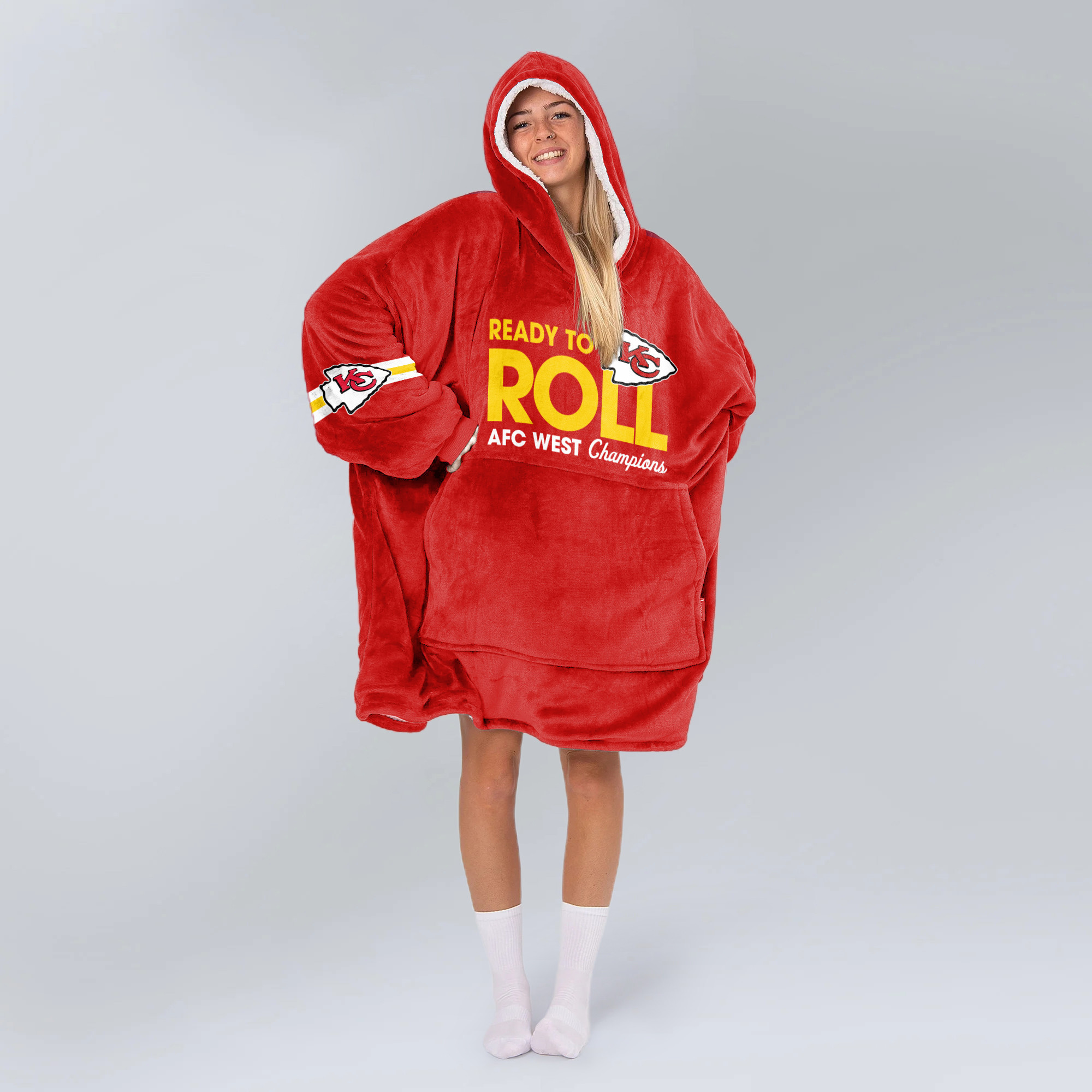 Adult Ready To Roll Kansas City Football Unisex Blanket Hoodie