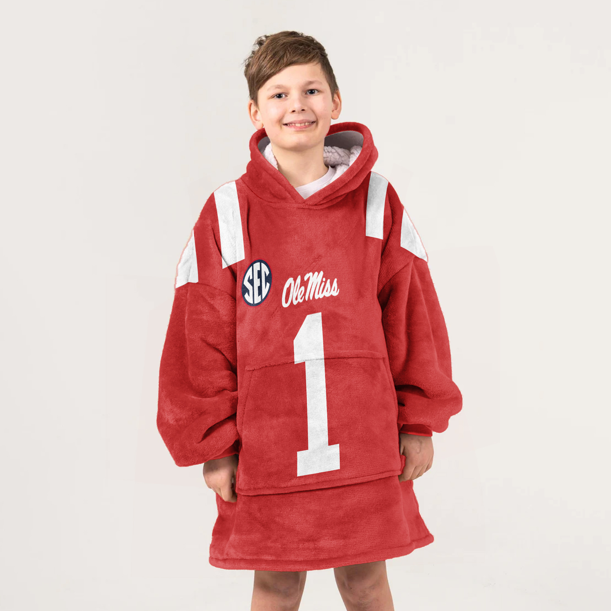 Adult #1 Ole Miss Football Unisex Blanket Hoodie