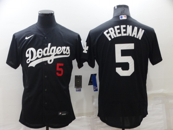 Men's  Los Angeles Dodgers #5 Freddie Freeman Black Stitched MLB Cool Base Jersey