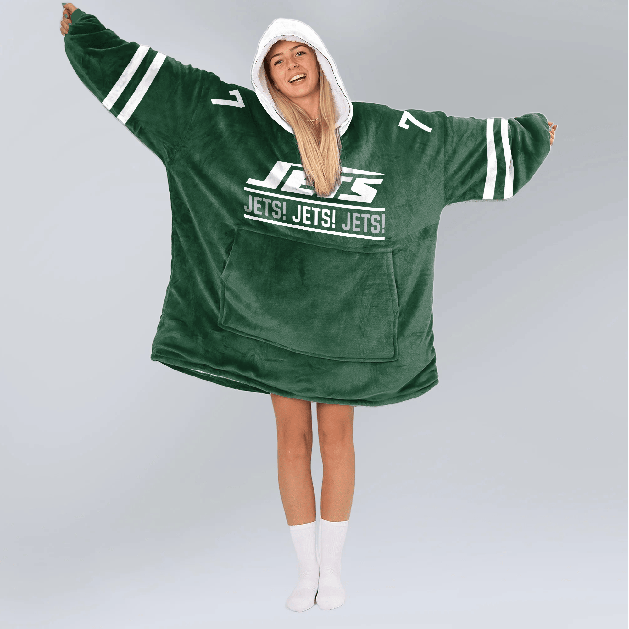 New York J Football Unisex Blanket Hoodie