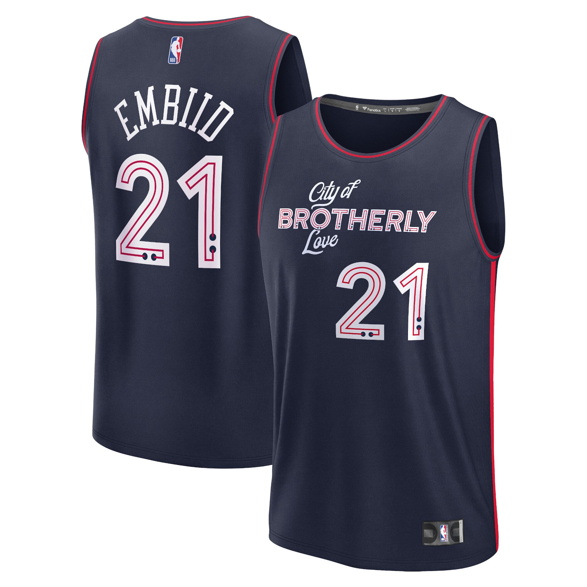 Youth Philadelphia 76ers Joel Embiid  Navy 2023/24 Fast Break Jersey - City Edition