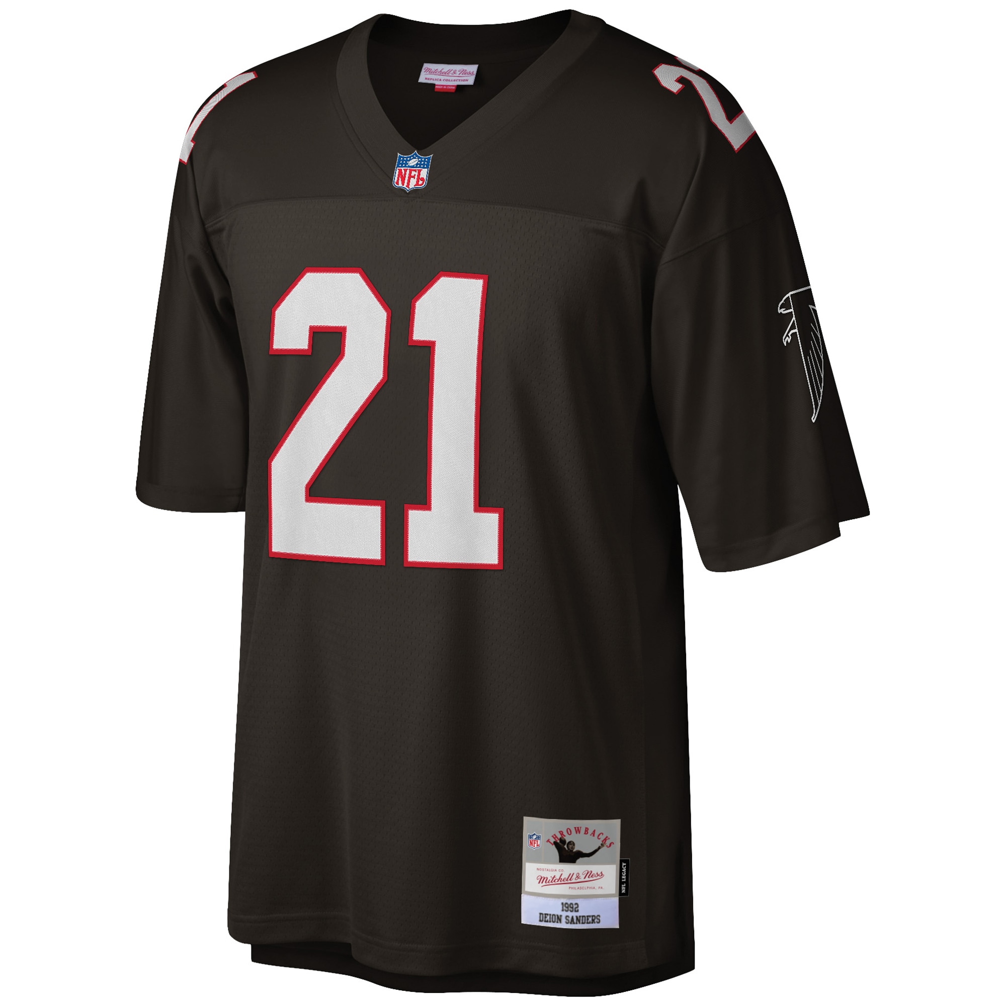 Deion Sanders Atlanta Falcons  Big & Tall 1992 Retired Player Replica Jersey - Black