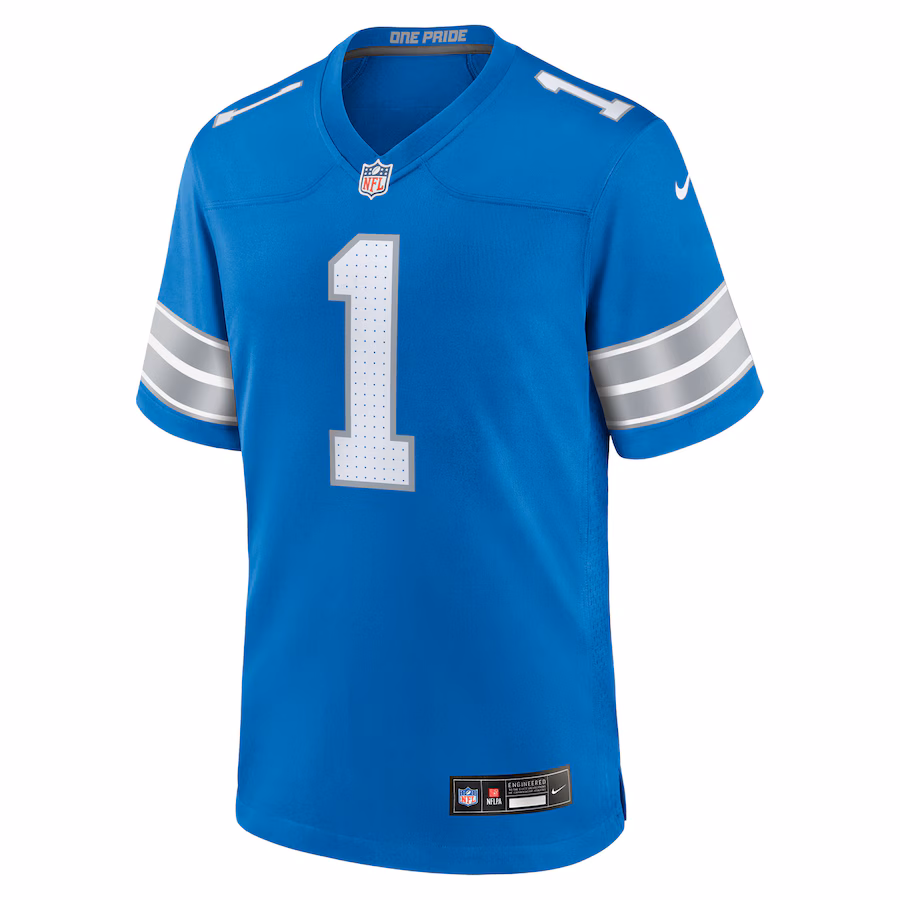Men's Jameson Williams #1 Blue Detroit Lions Game Player Jersey