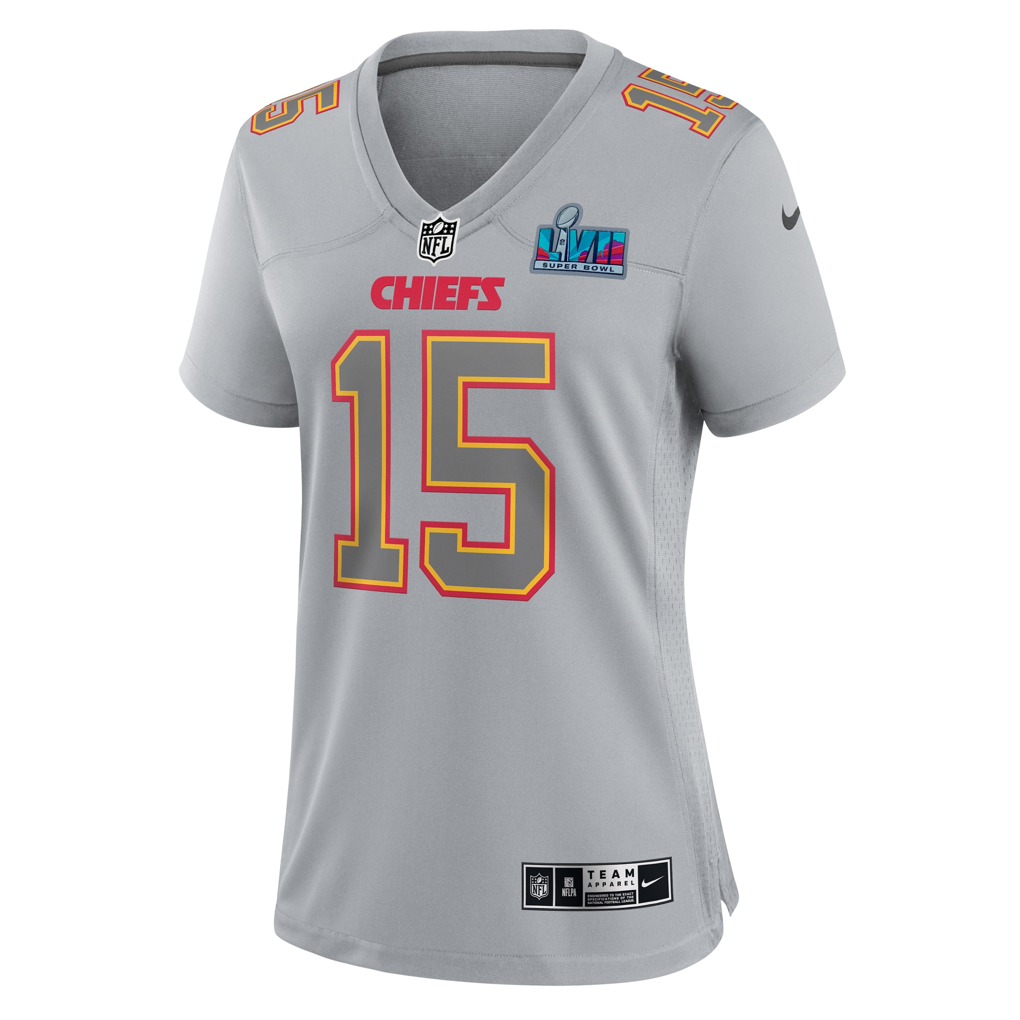 Patrick Mahomes Kansas City Chiefs  Women's Super Bowl LVII Patch Atmosphere Fashion Game Jersey - Gray