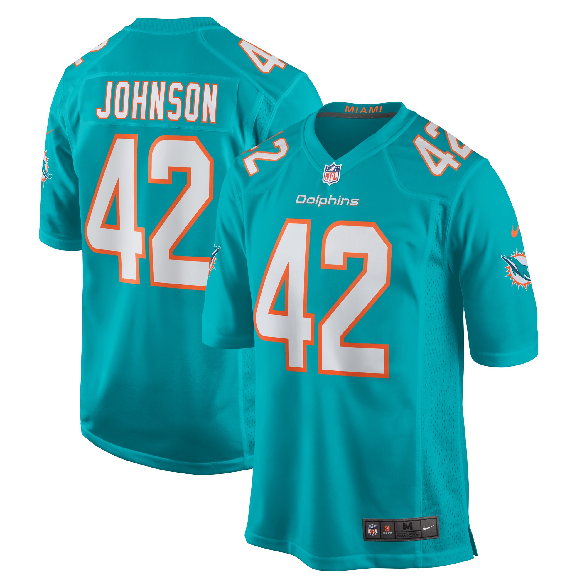 Alexander Johnson Miami Dolphins  Game Jersey -  Aqua