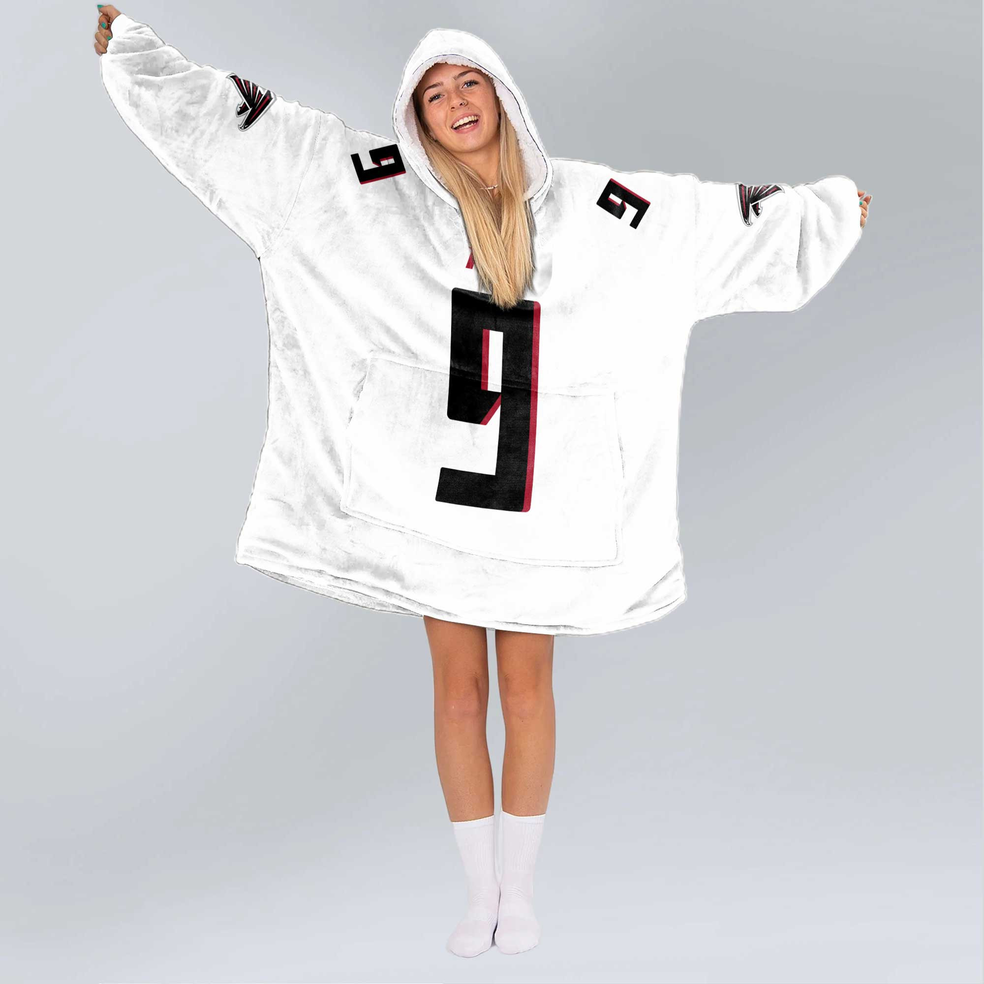 Adult 9 Atlanta Football Unisex Blanket Hoodie