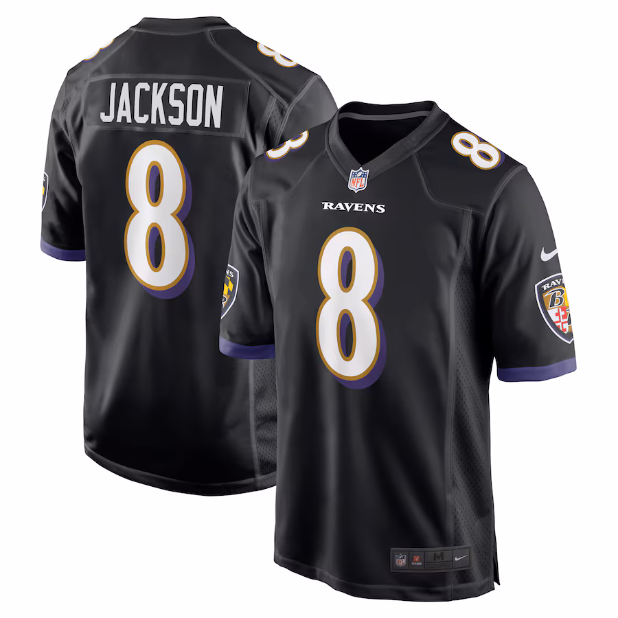 Men's Lamar Jackson #8 Black Baltimore Ravens Alternate Game Jersey